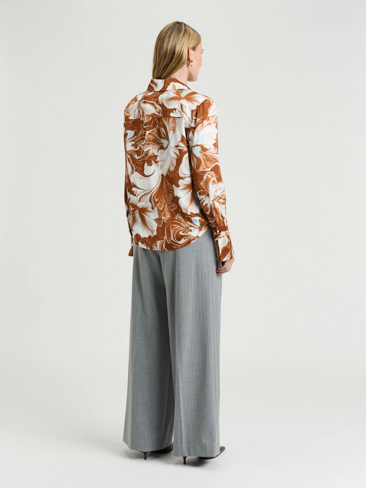 MARBLE FLORAL SATIN SHIRT - Image 4