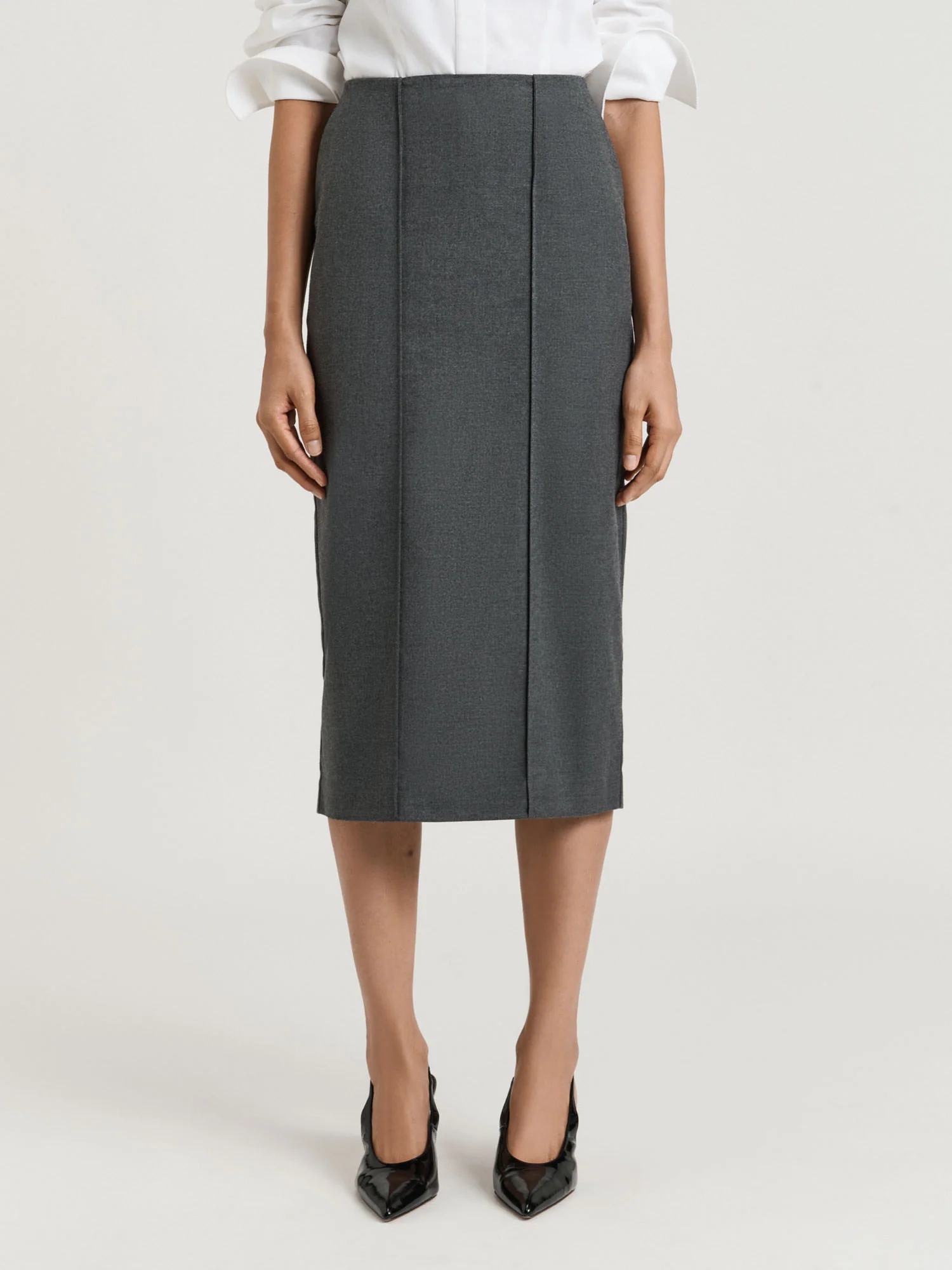 MELANGE SUITING PENCIL SKIRT - Image 2