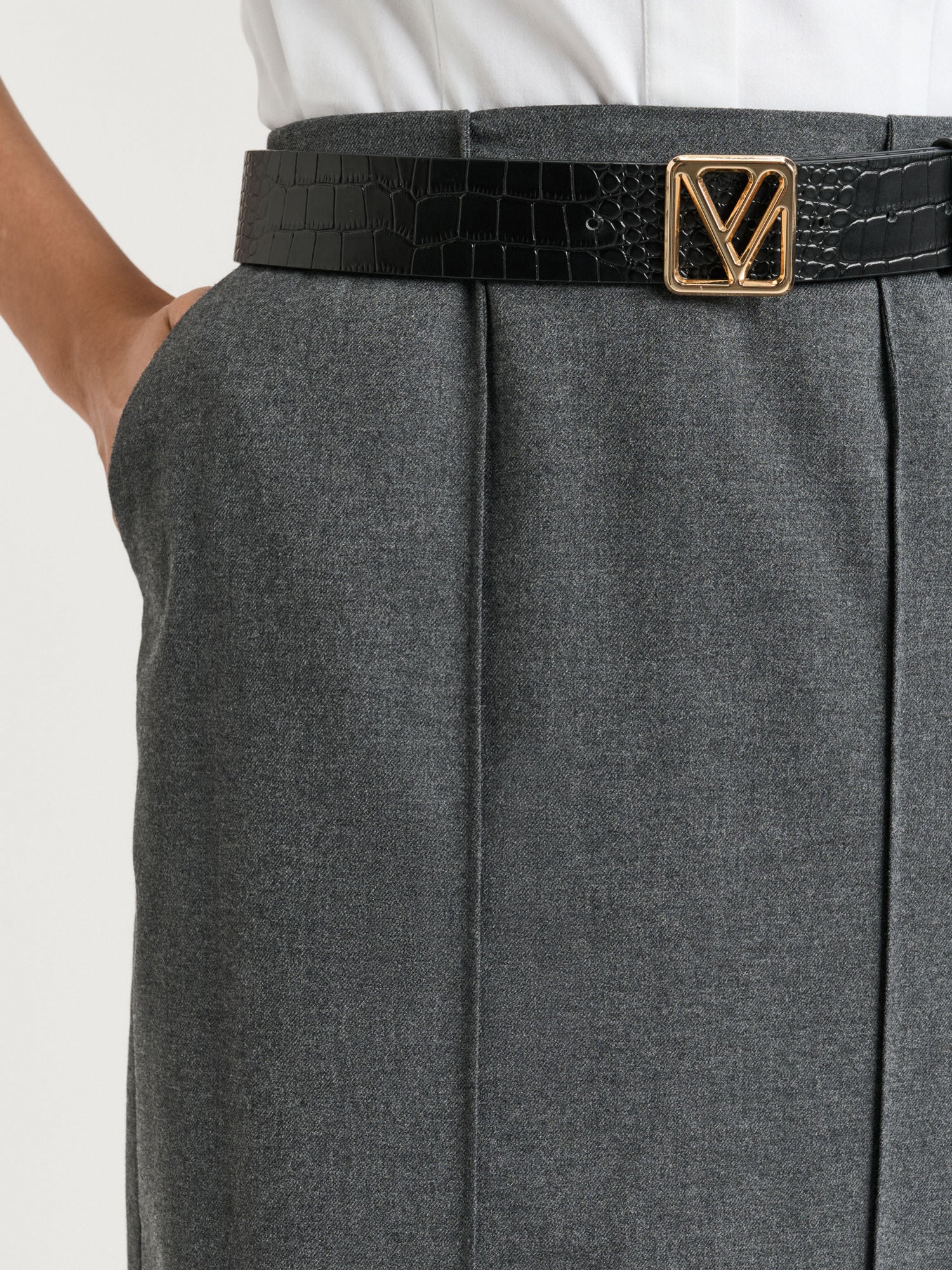 MELANGE SUITING PENCIL SKIRT - Image 3