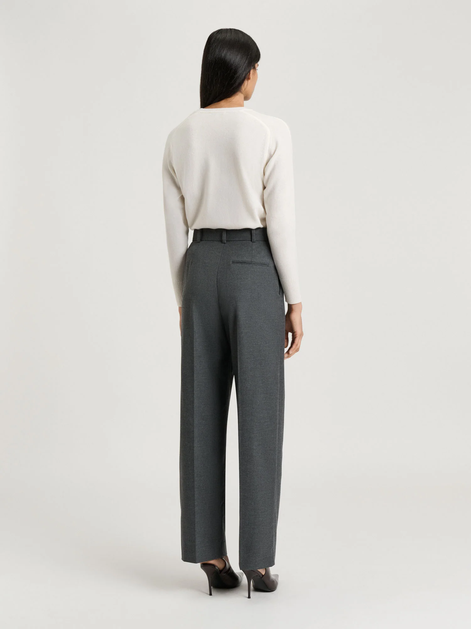 MELANGE SUITING TUCKED STRAIGHT LEG PANT - Image 5