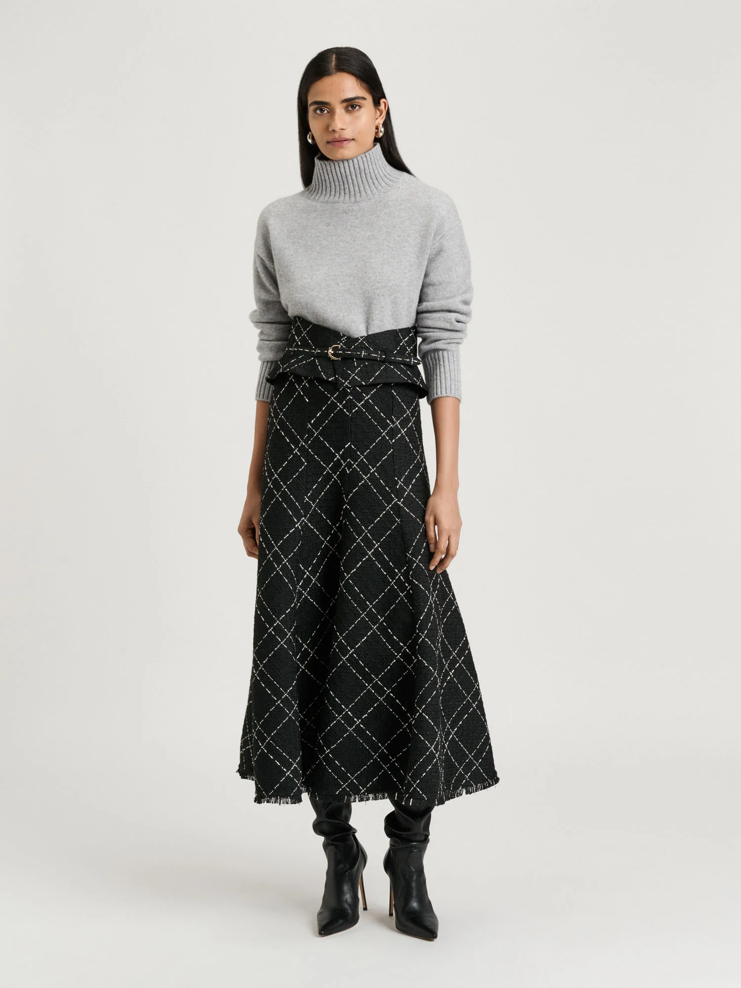 MERINO CASHMERE BLEND OVERSIZED FUNNEL NECK SWEATER
