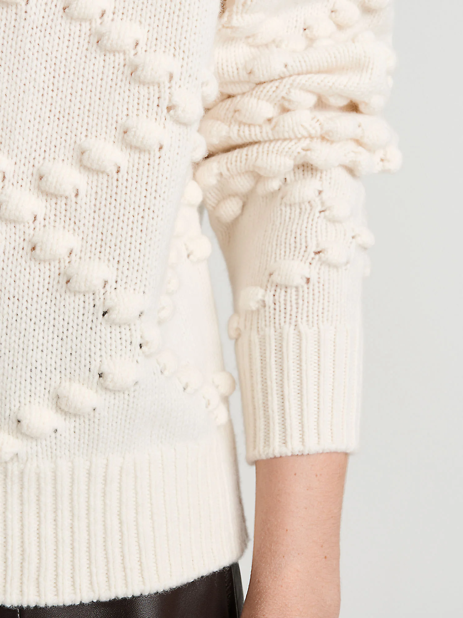 MERINO CHUNKY BOBBLE COLLARED SWEATER - Image 3