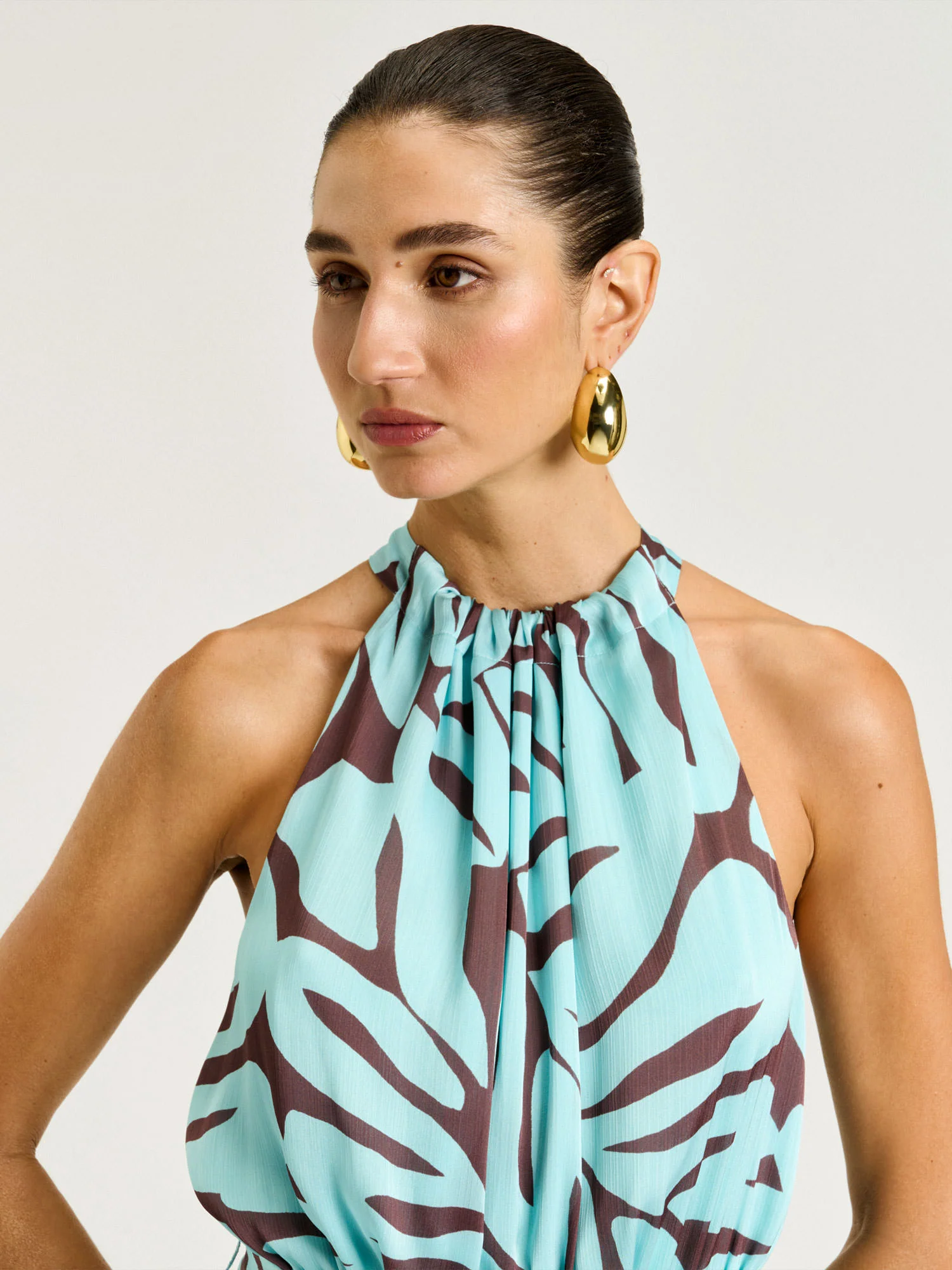 MINT FOLIAGE CRINKLE GEORGETTE MAXI DRESS - Image 3