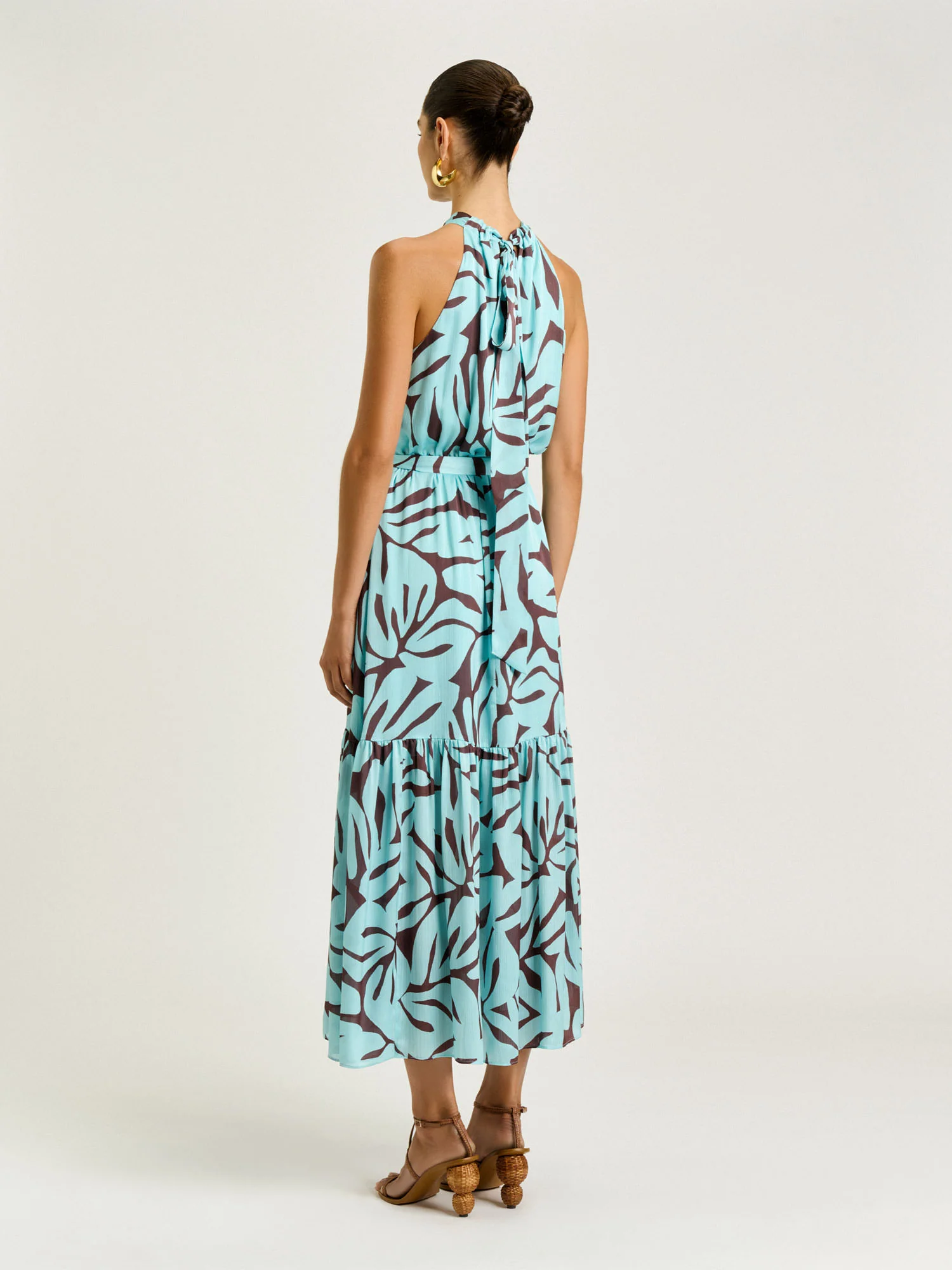 MINT FOLIAGE CRINKLE GEORGETTE MAXI DRESS - Image 6