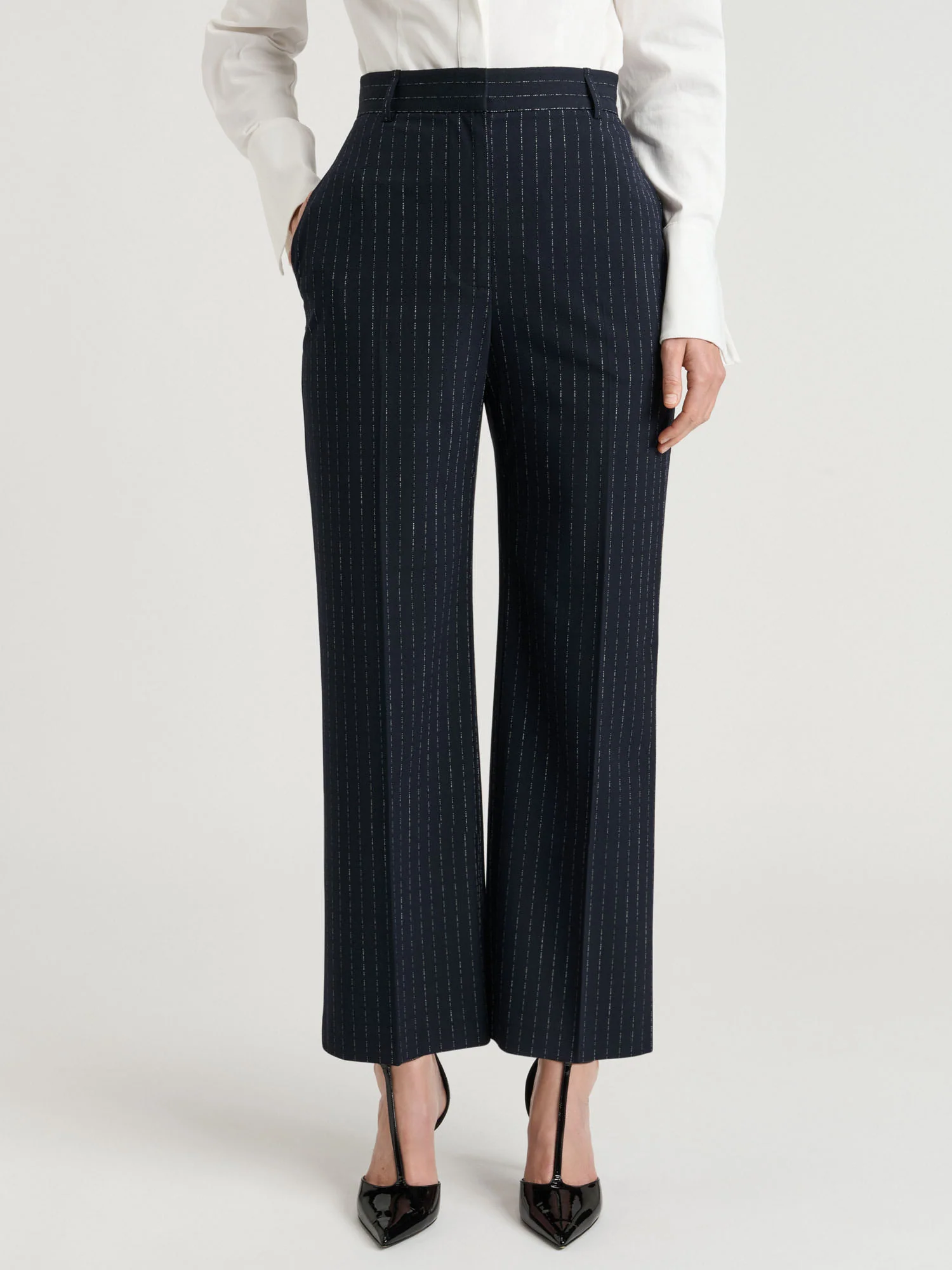 NAVY PINSTRIPE CIGARETTE PANT - Image 2