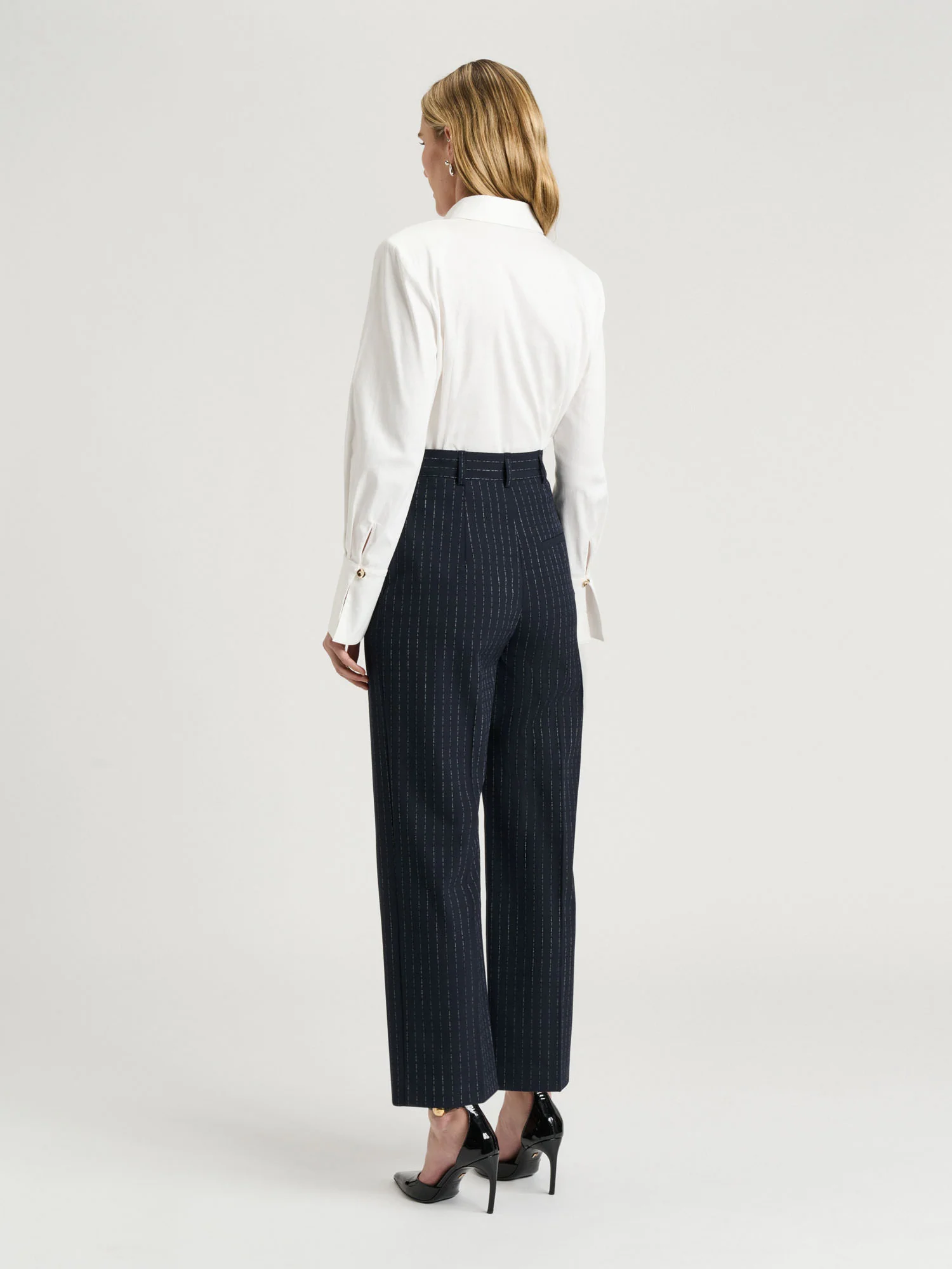 NAVY PINSTRIPE CIGARETTE PANT - Image 3