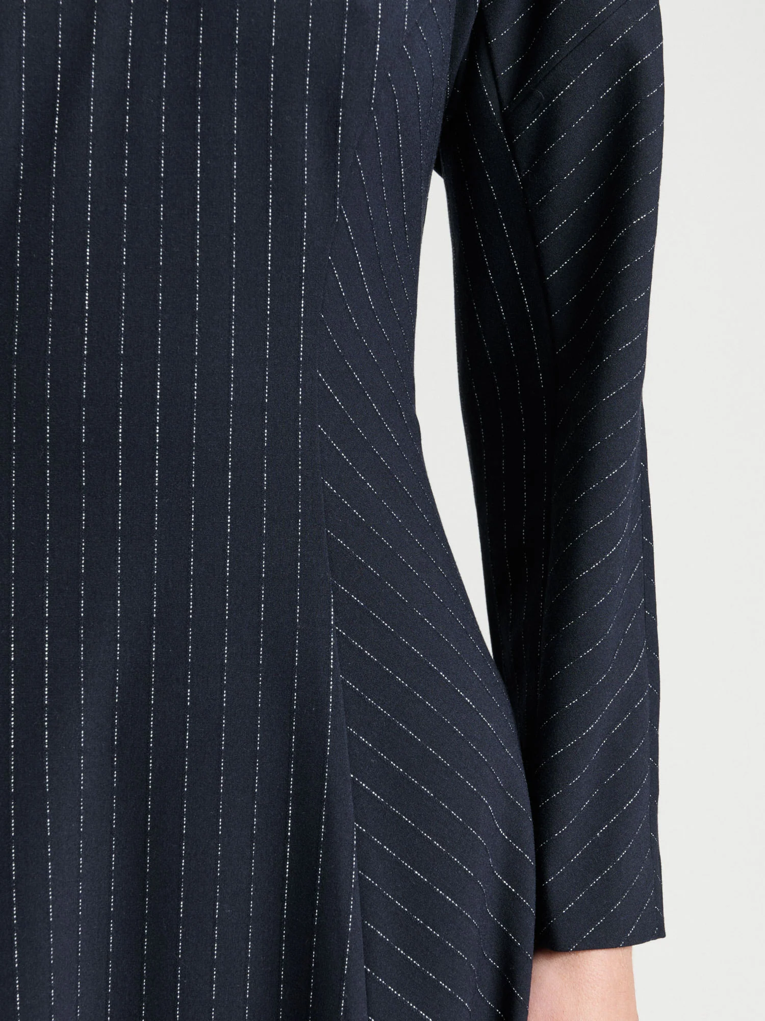 NAVY PINSTRIPE PANELLED MIDI DRESS - Image 4
