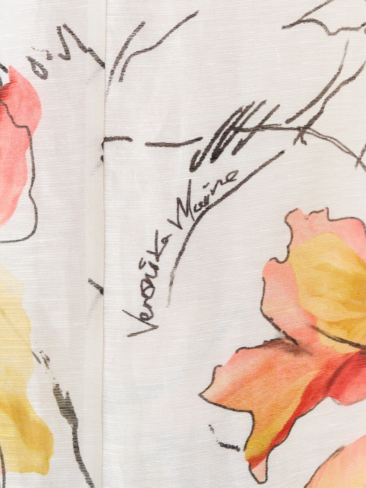 PAINTED FLORAL LINEN SILK BLOUSON SLEEVE TOP - Image 5