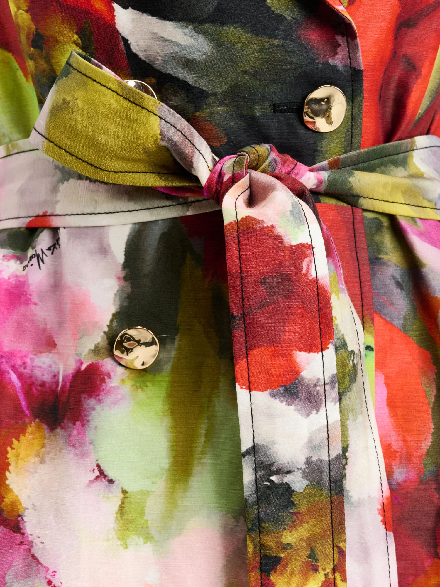 PAINTERLY BLOOM LINEN VISCOSE MIDI DRESS - Image 3