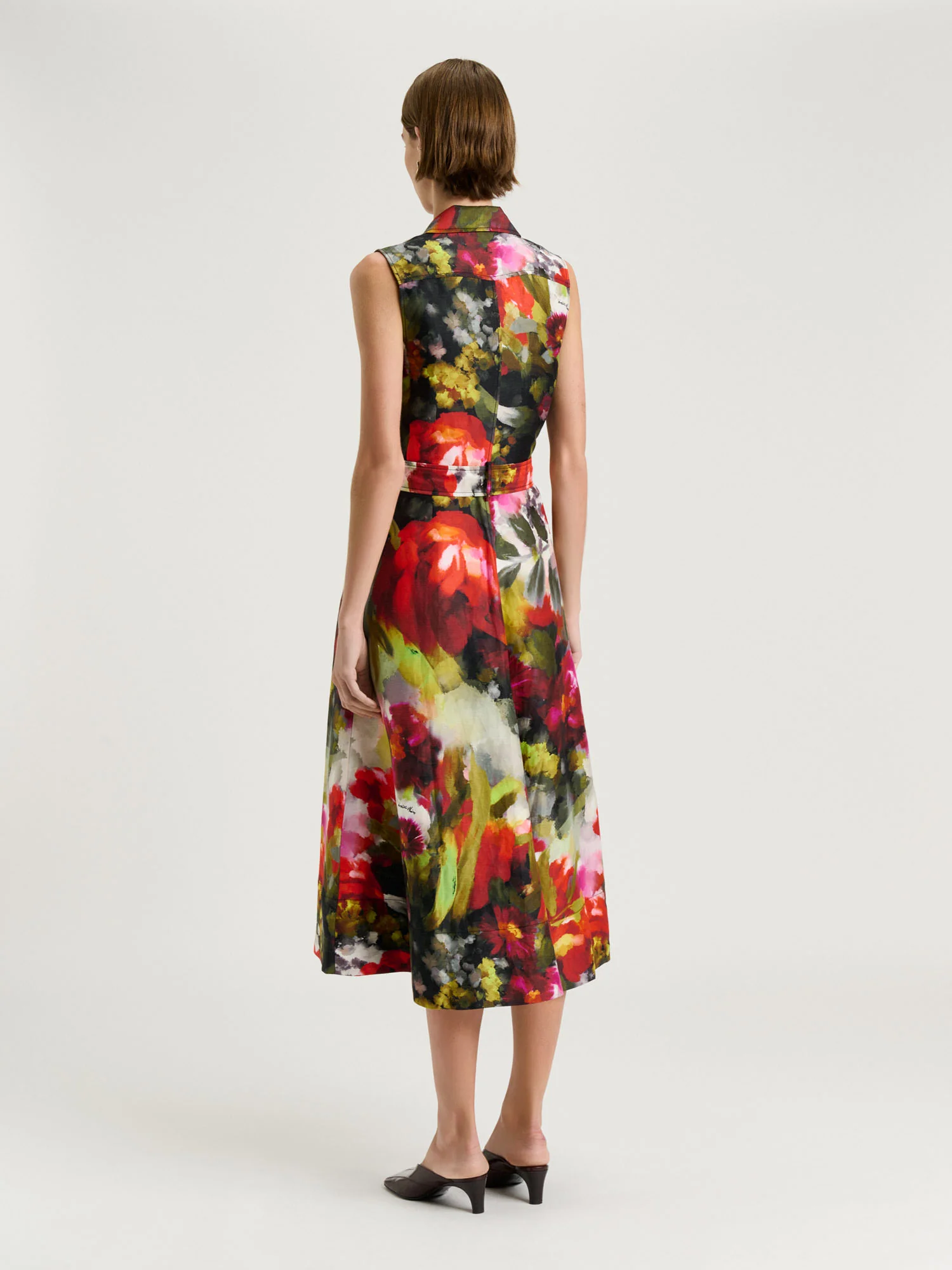PAINTERLY BLOOM LINEN VISCOSE MIDI DRESS - Image 4