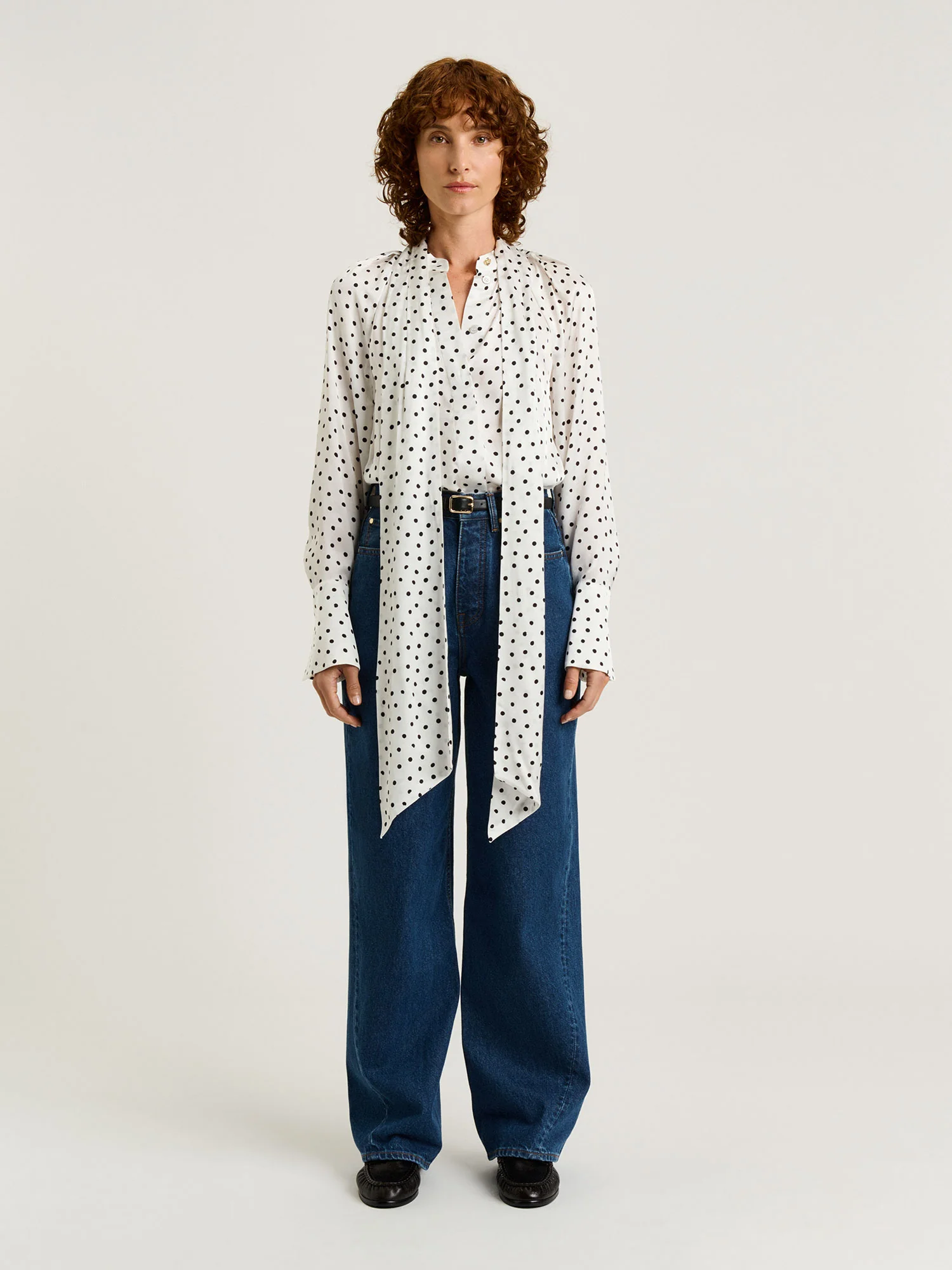 PAINTERLY SPOT SATIN LONG SLEEVE BLOUSE - Image 2