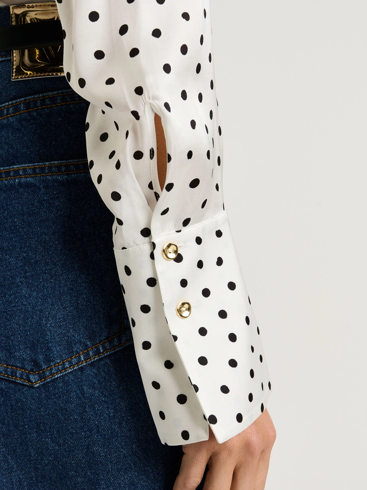 PAINTERLY SPOT SATIN LONG SLEEVE BLOUSE - Image 4