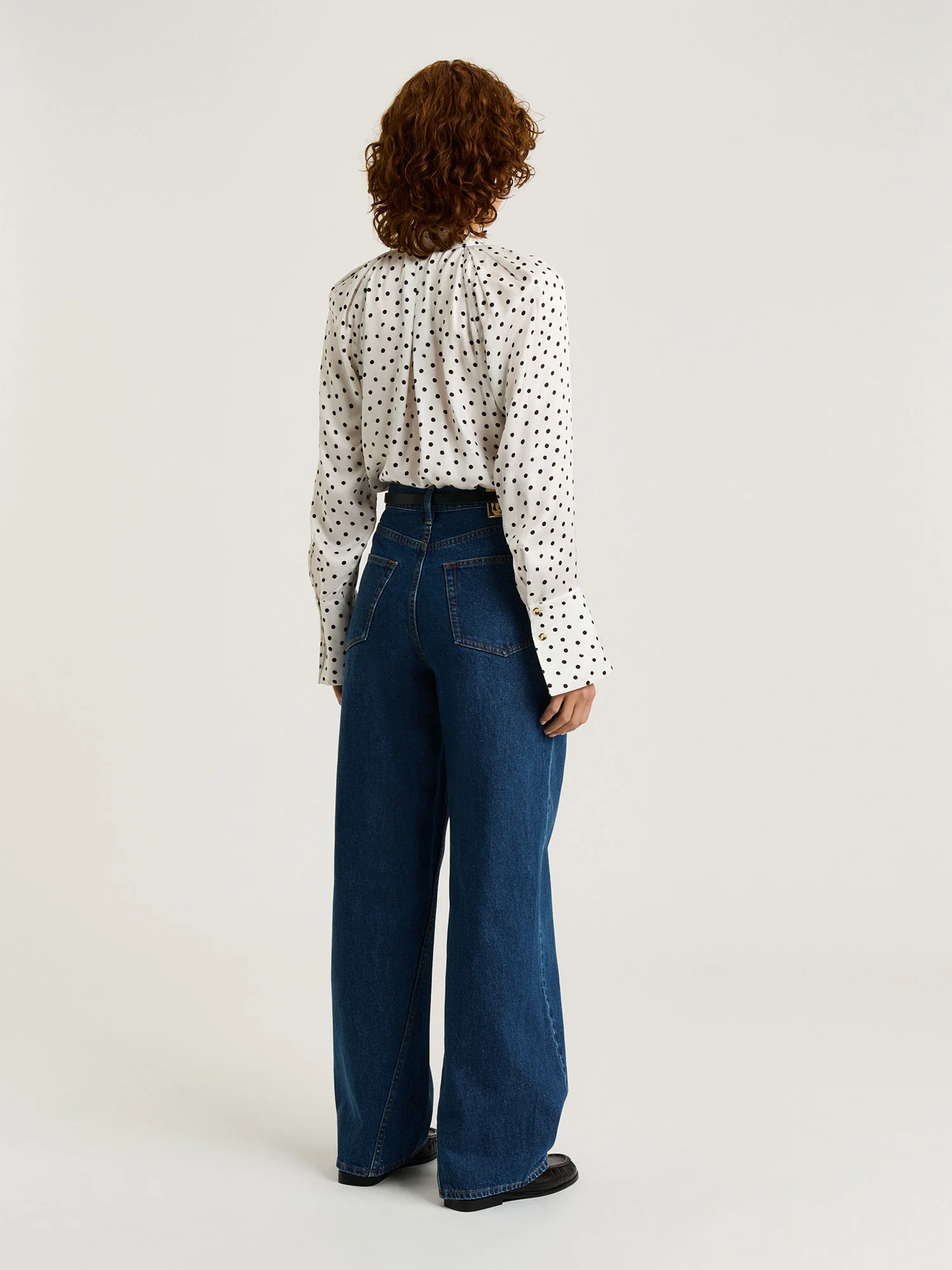PAINTERLY SPOT SATIN LONG SLEEVE BLOUSE - Image 5