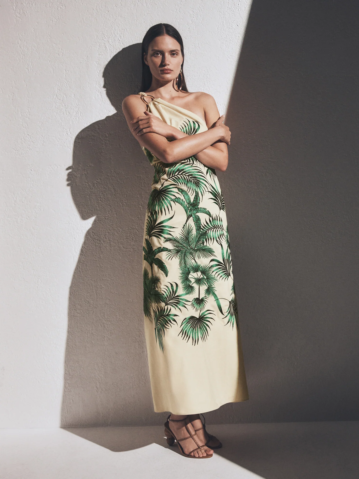 PALM EMBROIDERY ONE SHOULDER MAXI DRESS - Image 7