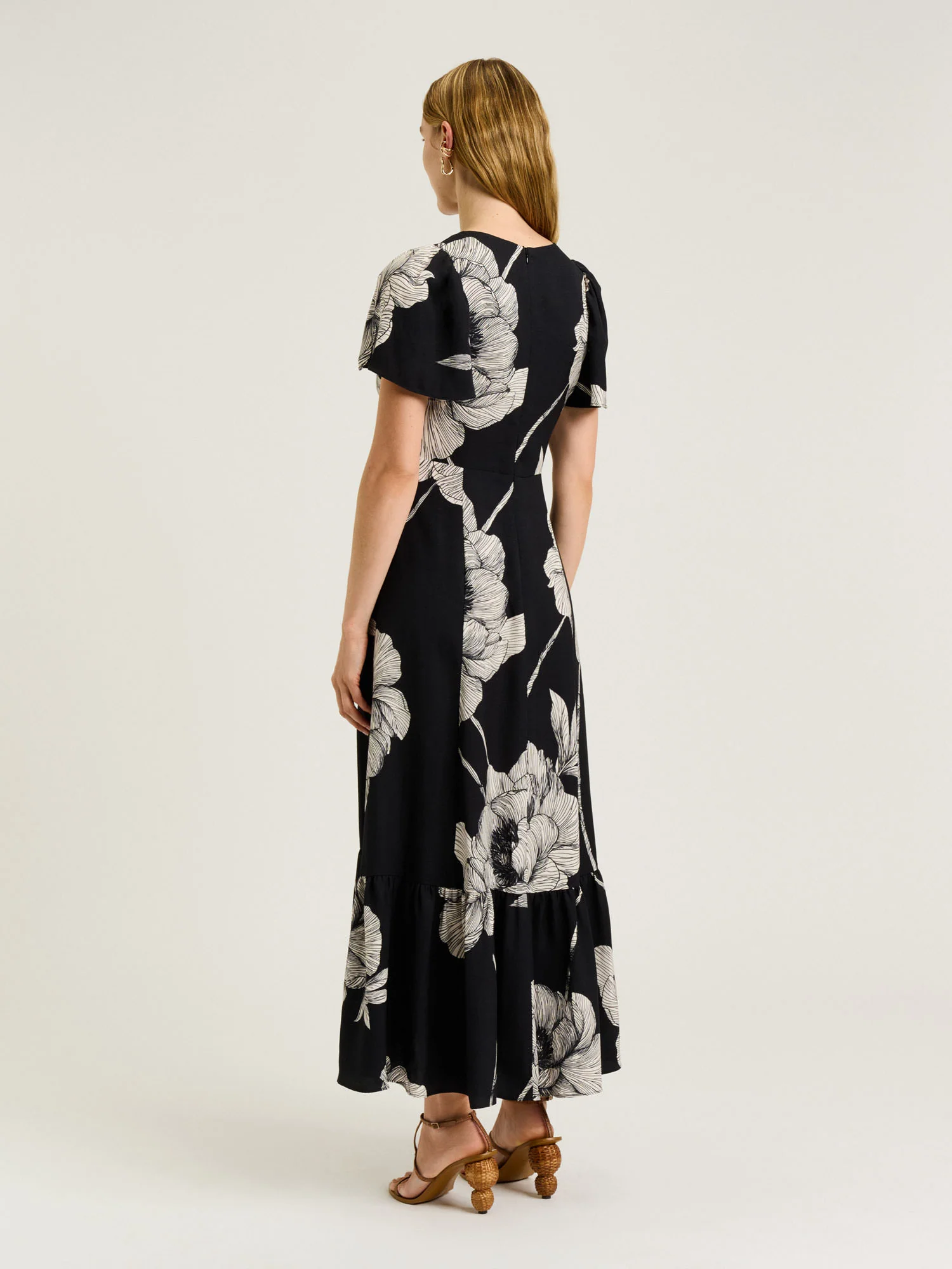 PETITE POPPY VISCOSE LINEN RUFFLE DRESS - Image 3