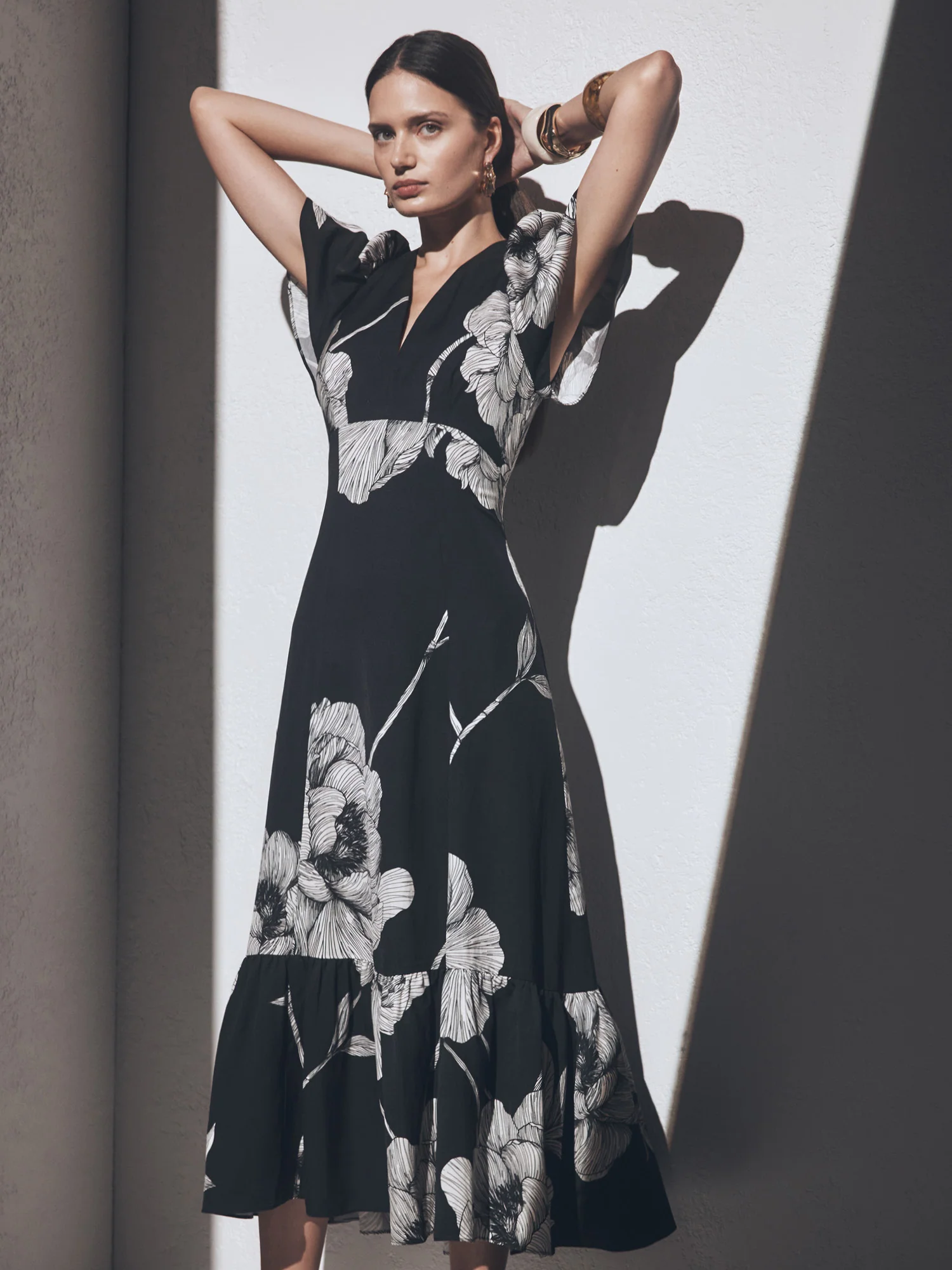 PETITE POPPY VISCOSE LINEN RUFFLE DRESS - Image 7