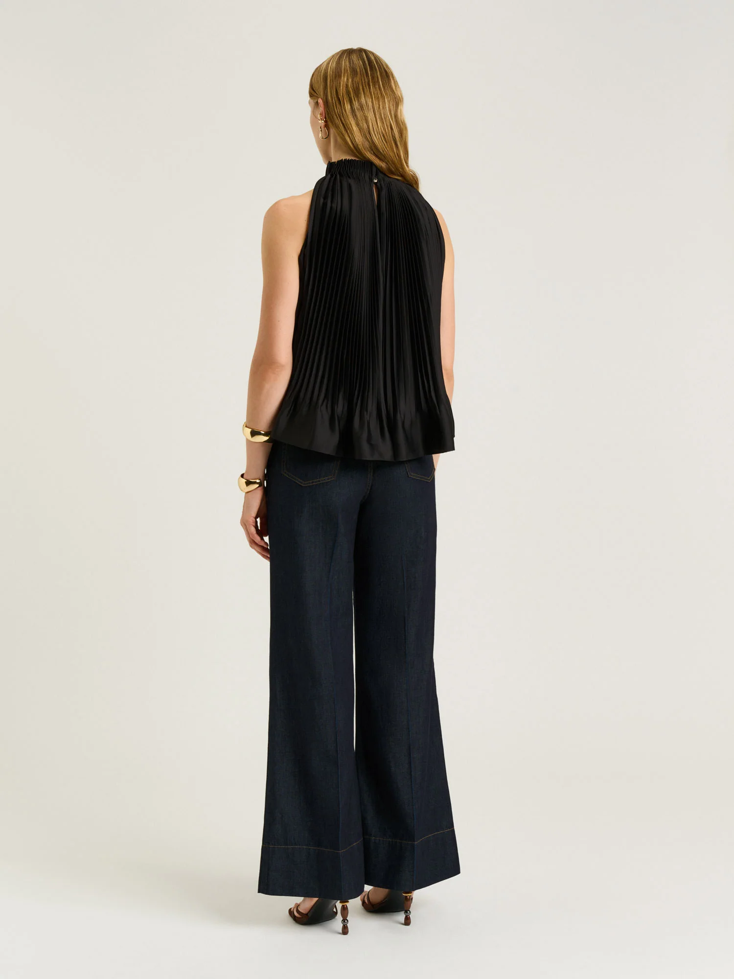 PLEATED SATIN HALTER NECK TOP - Image 3