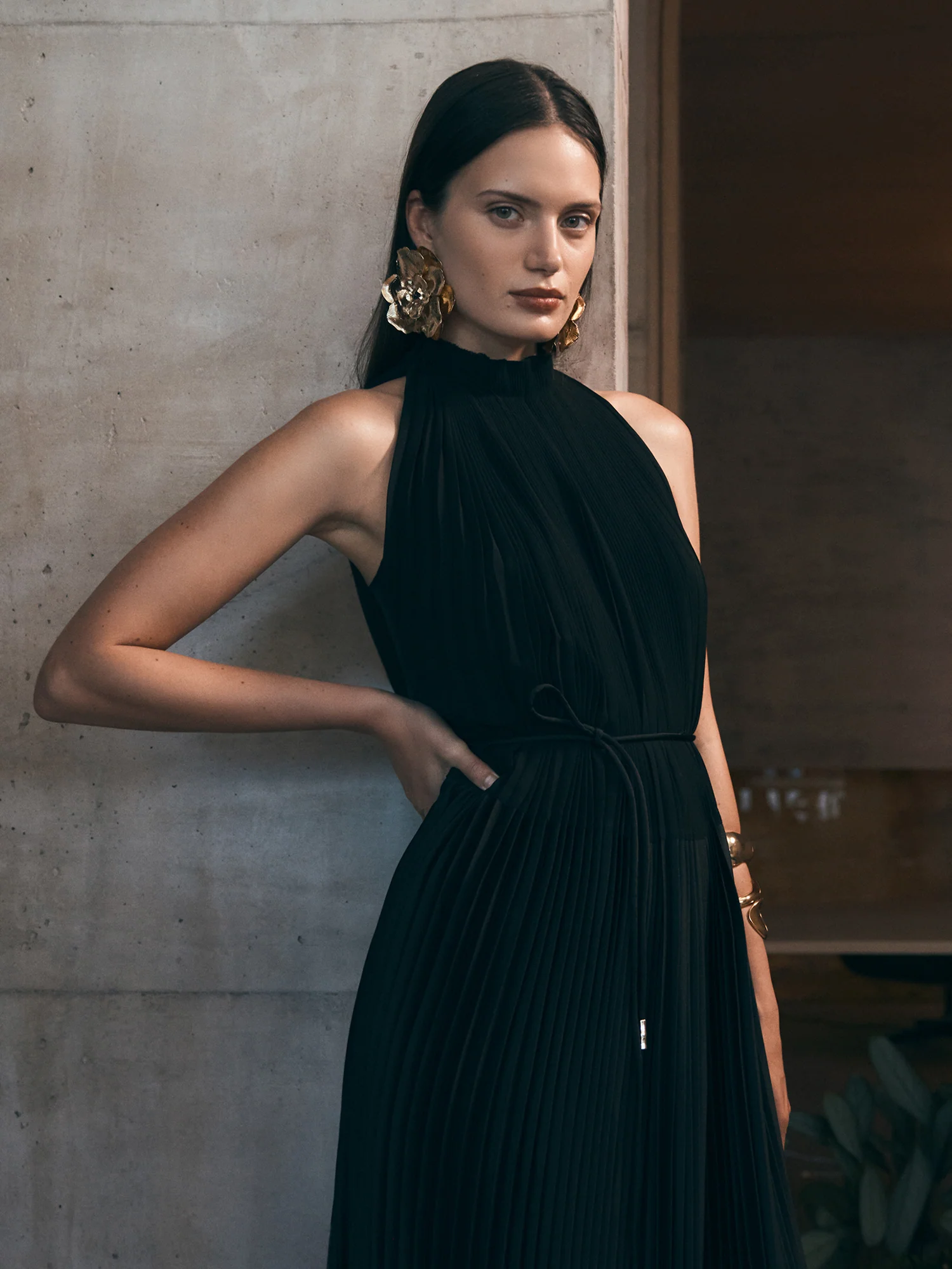 PLEATED SATIN MAXI DRESS - Image 6