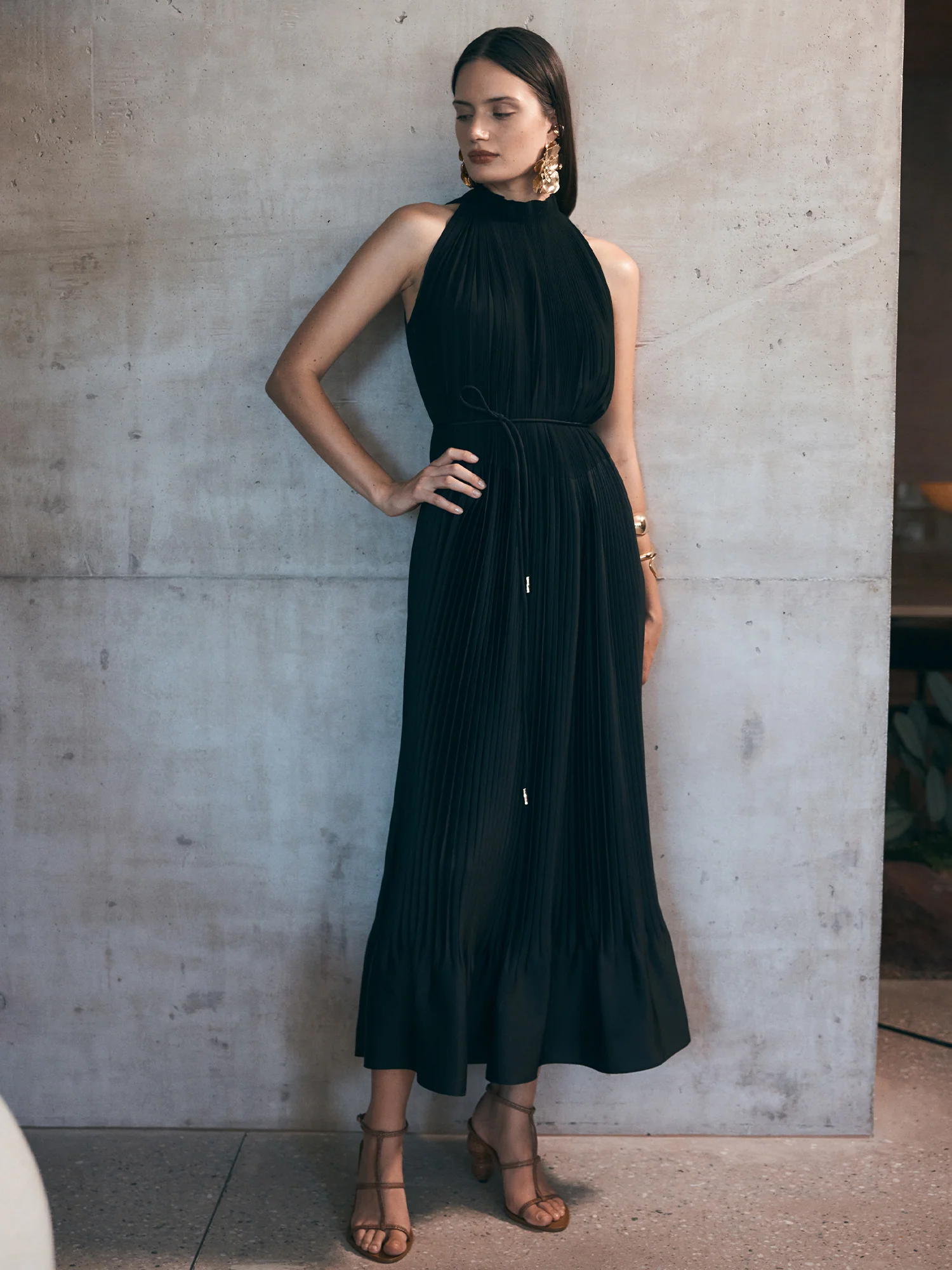 PLEATED SATIN MAXI DRESS - Image 7