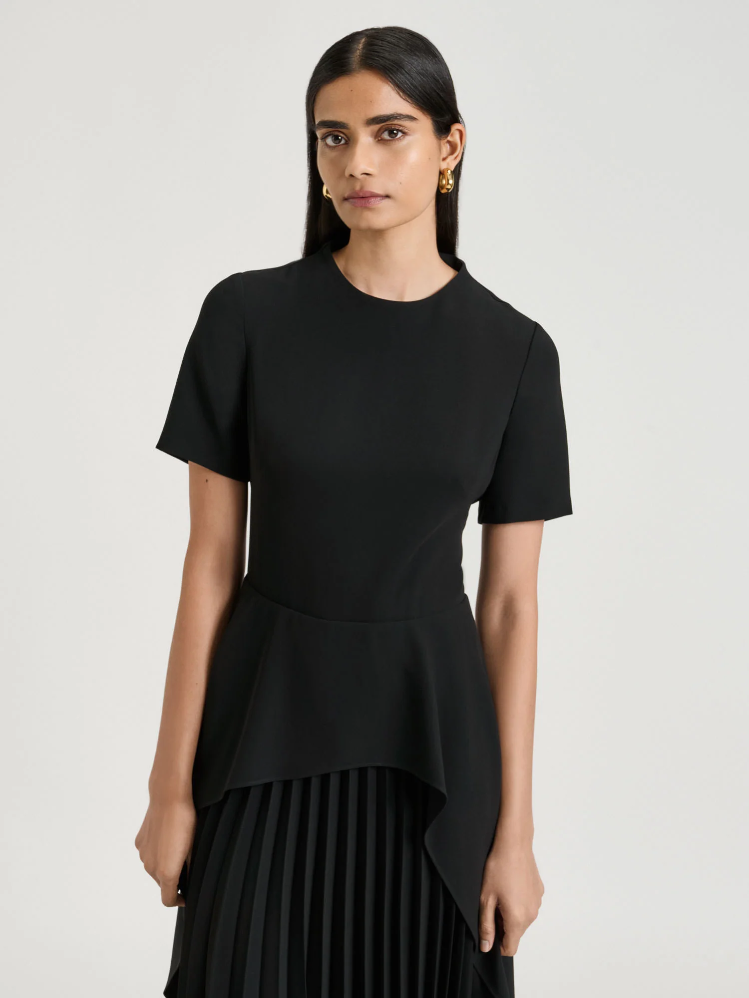 SATIN BACK CREPE WATERFALL MIDI DRESS - Image 2
