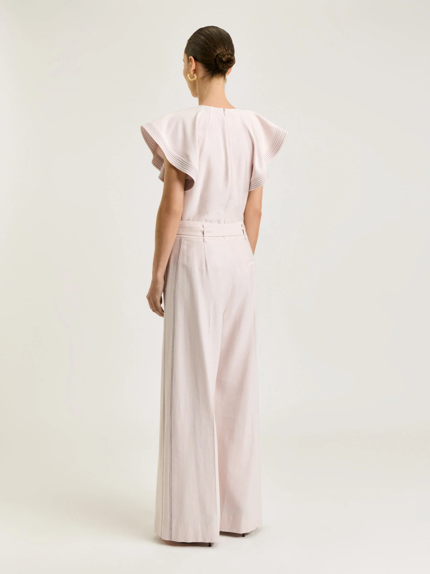 SATIN BACK FAILLE BELTED TUXEDO STRIPE PANT - Image 8
