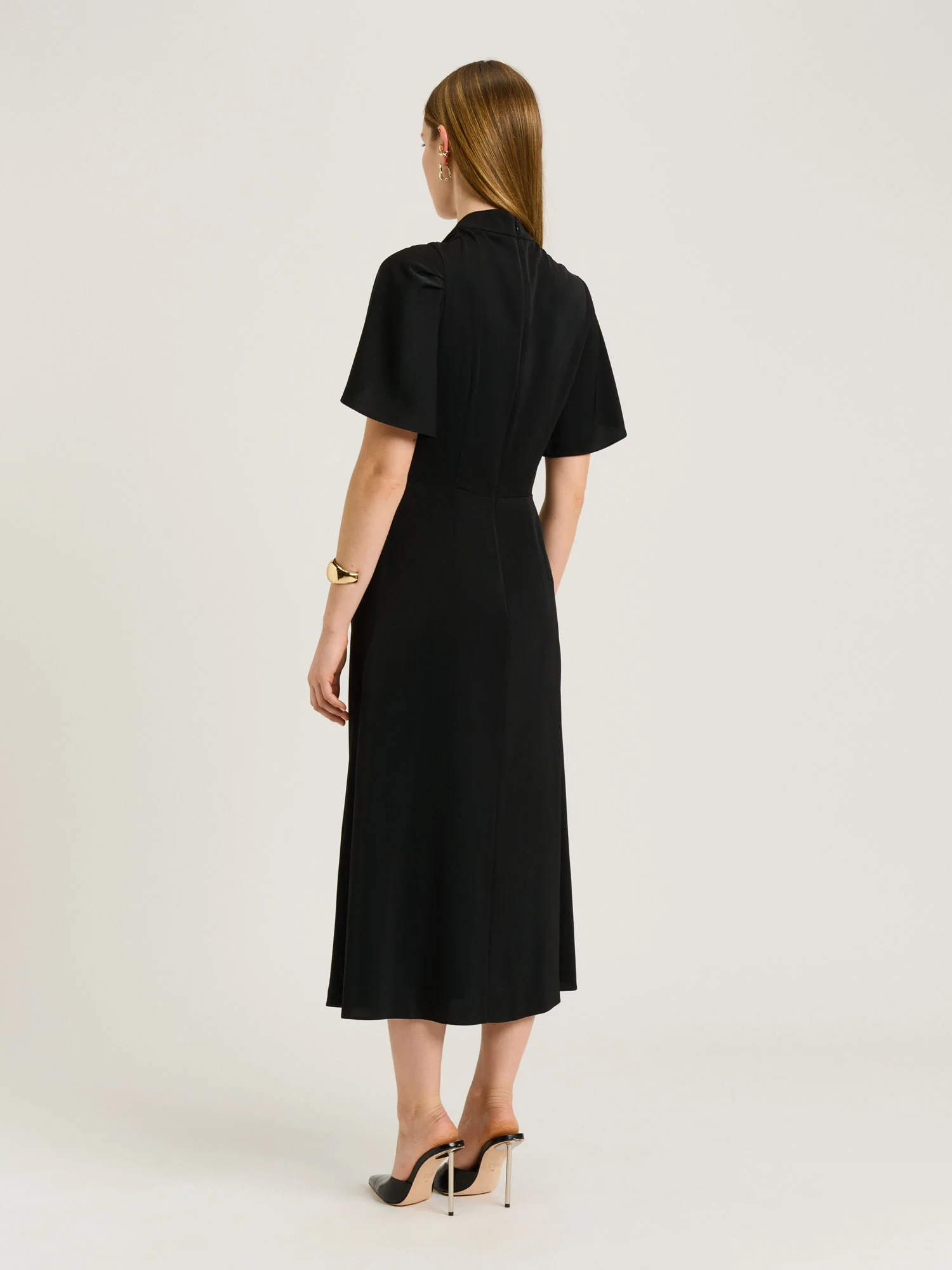 SATIN GEORGETTE DRAPED DRESS - Image 6
