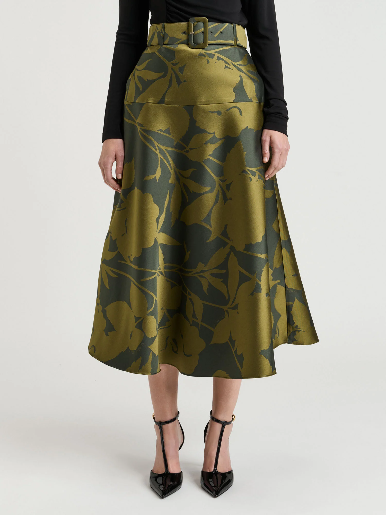 SHADOW FLORAL JACQUARD MIDI SKIRT - Image 2