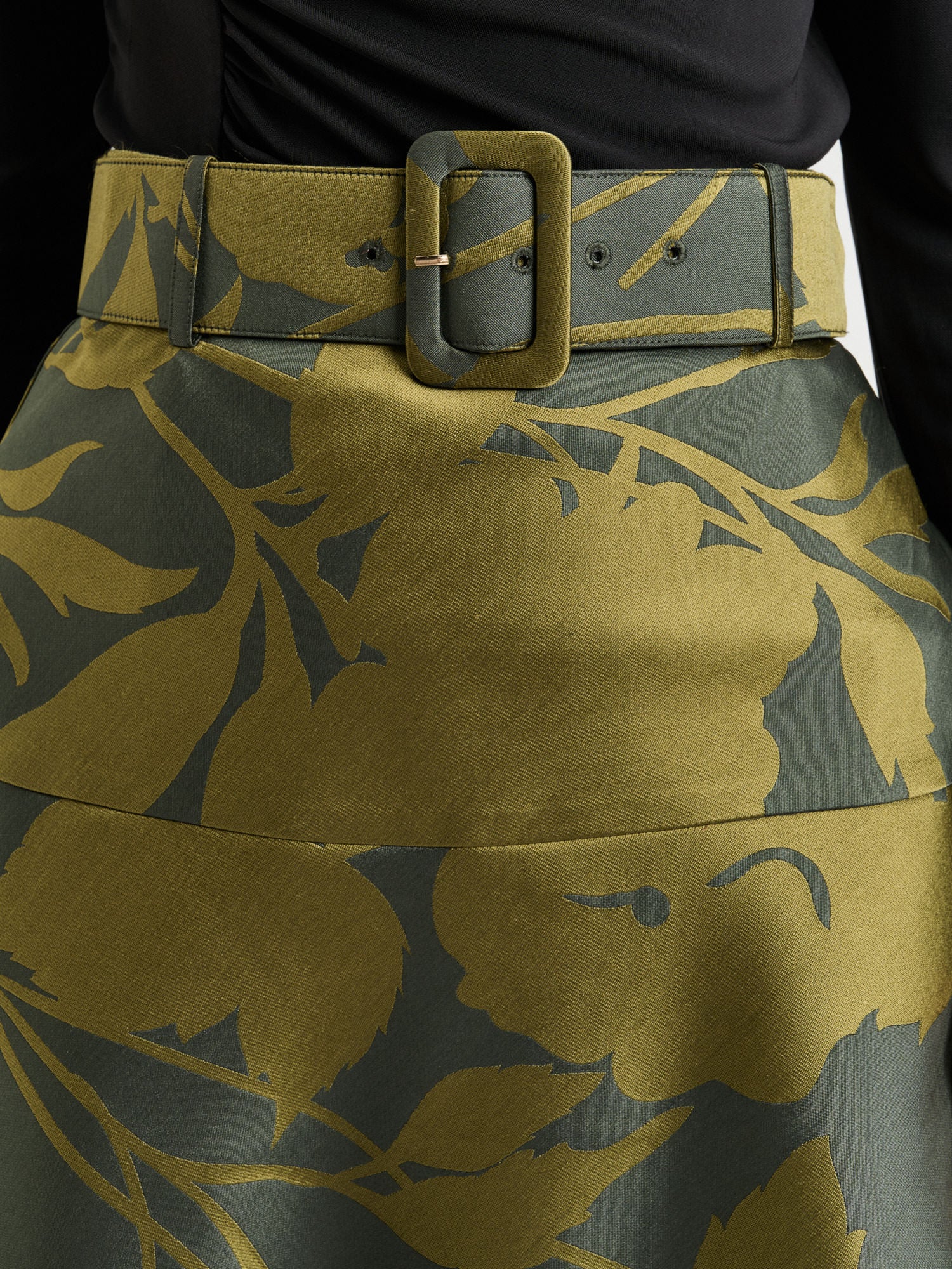 SHADOW FLORAL JACQUARD MIDI SKIRT - Image 3