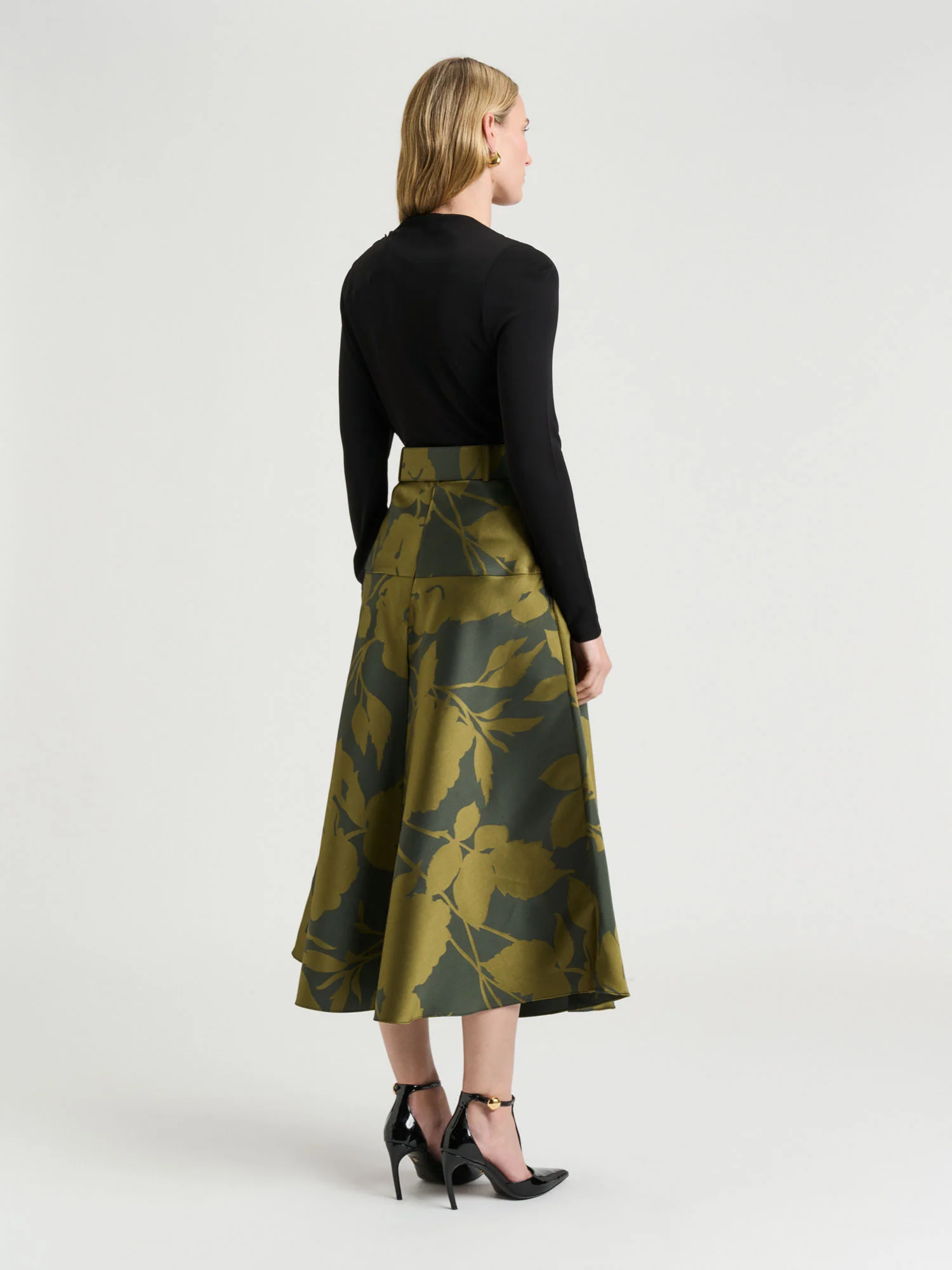 SHADOW FLORAL JACQUARD MIDI SKIRT - Image 4