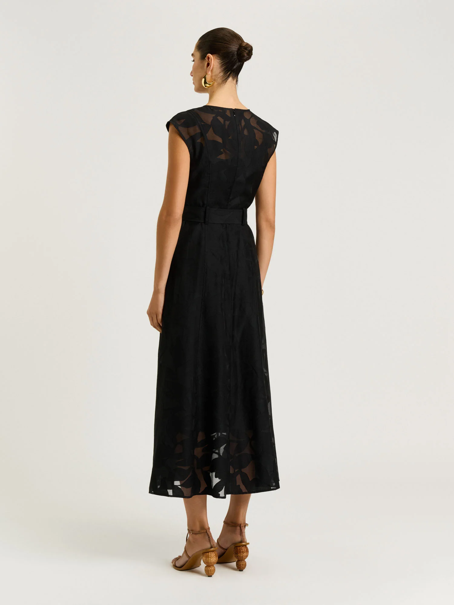 SHEER LEAVES BURNOUT MIDI DRESS - Image 5