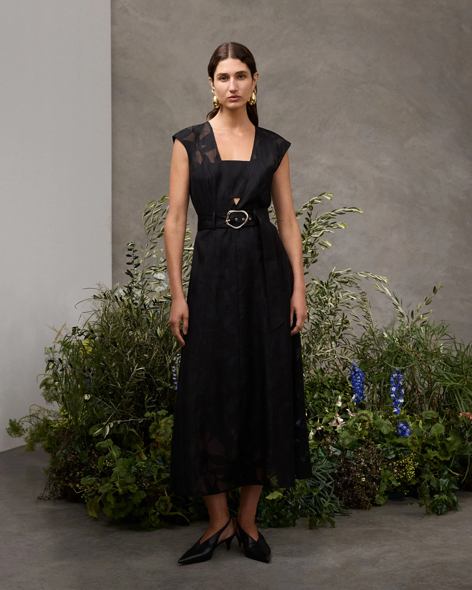 SHEER LEAVES BURNOUT MIDI DRESS - Image 8