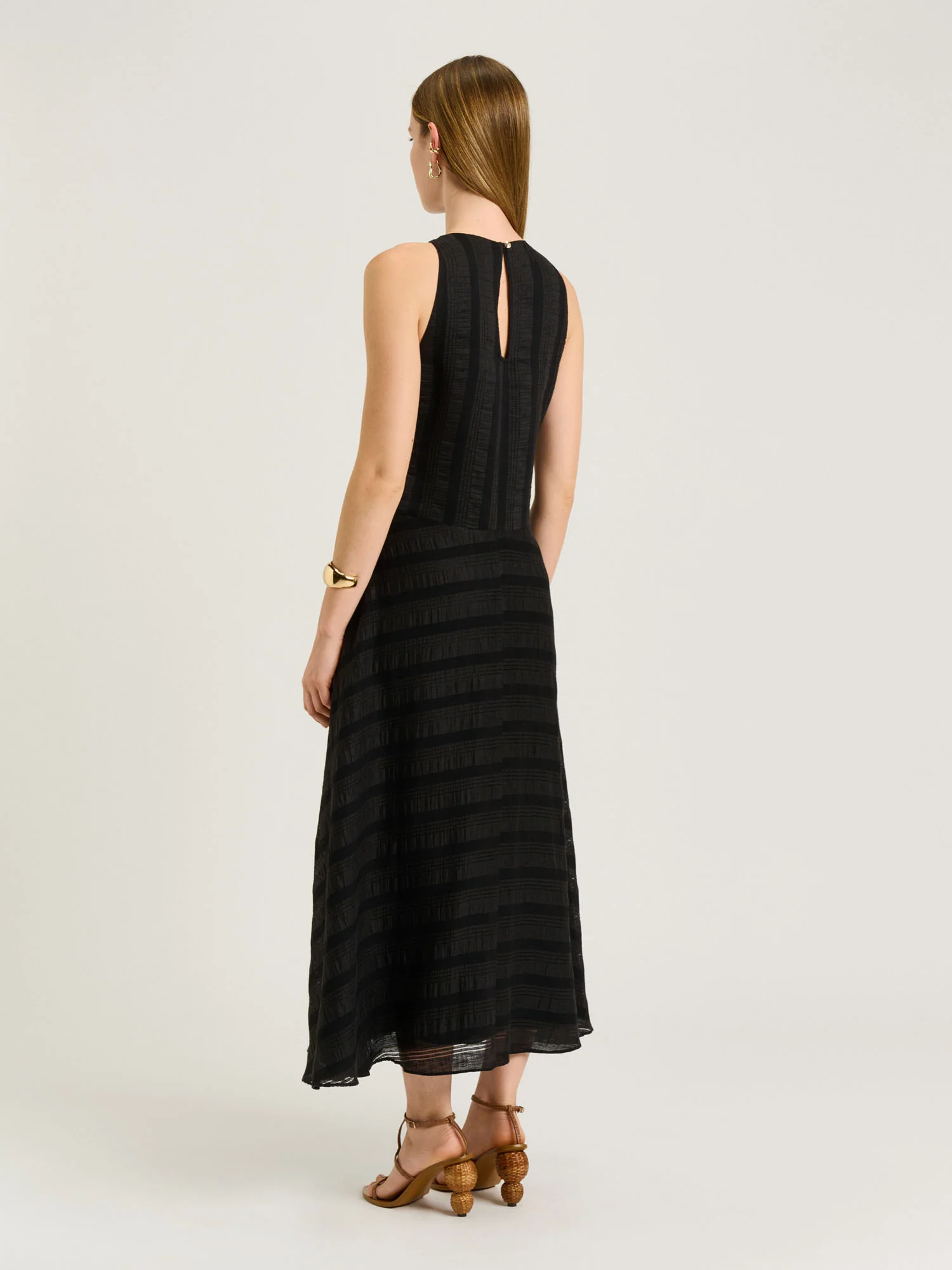 SHEER TEXTURED STRIPE MAXI DRESS - Image 4