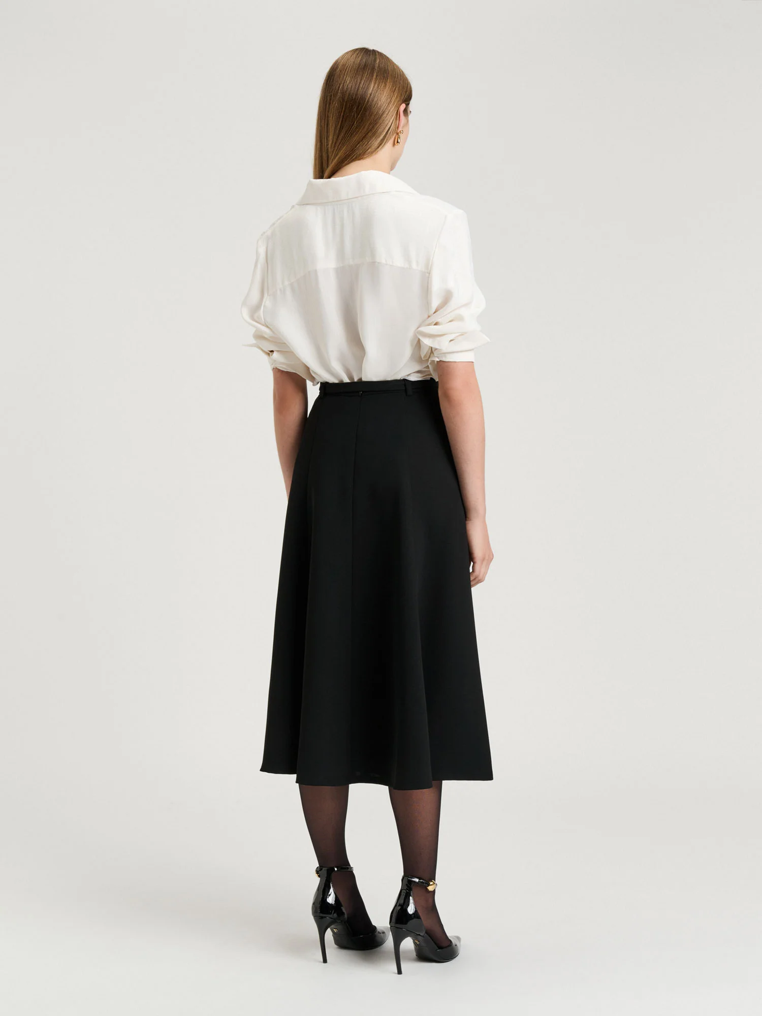 SHEER VISCOSE STRIPE COLLARED TOP - Image 4