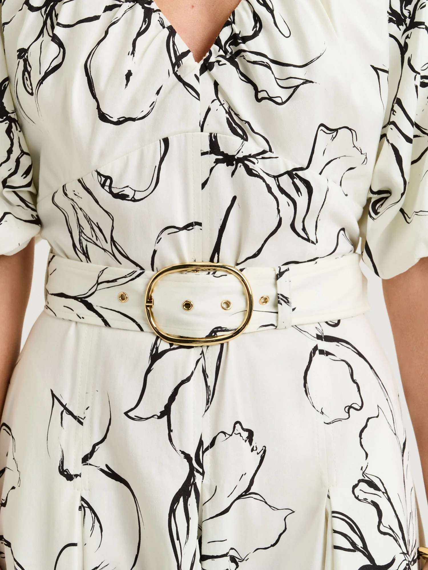 SKETCH FLORAL COTTON SATEEN MIDI DRESS - Image 3
