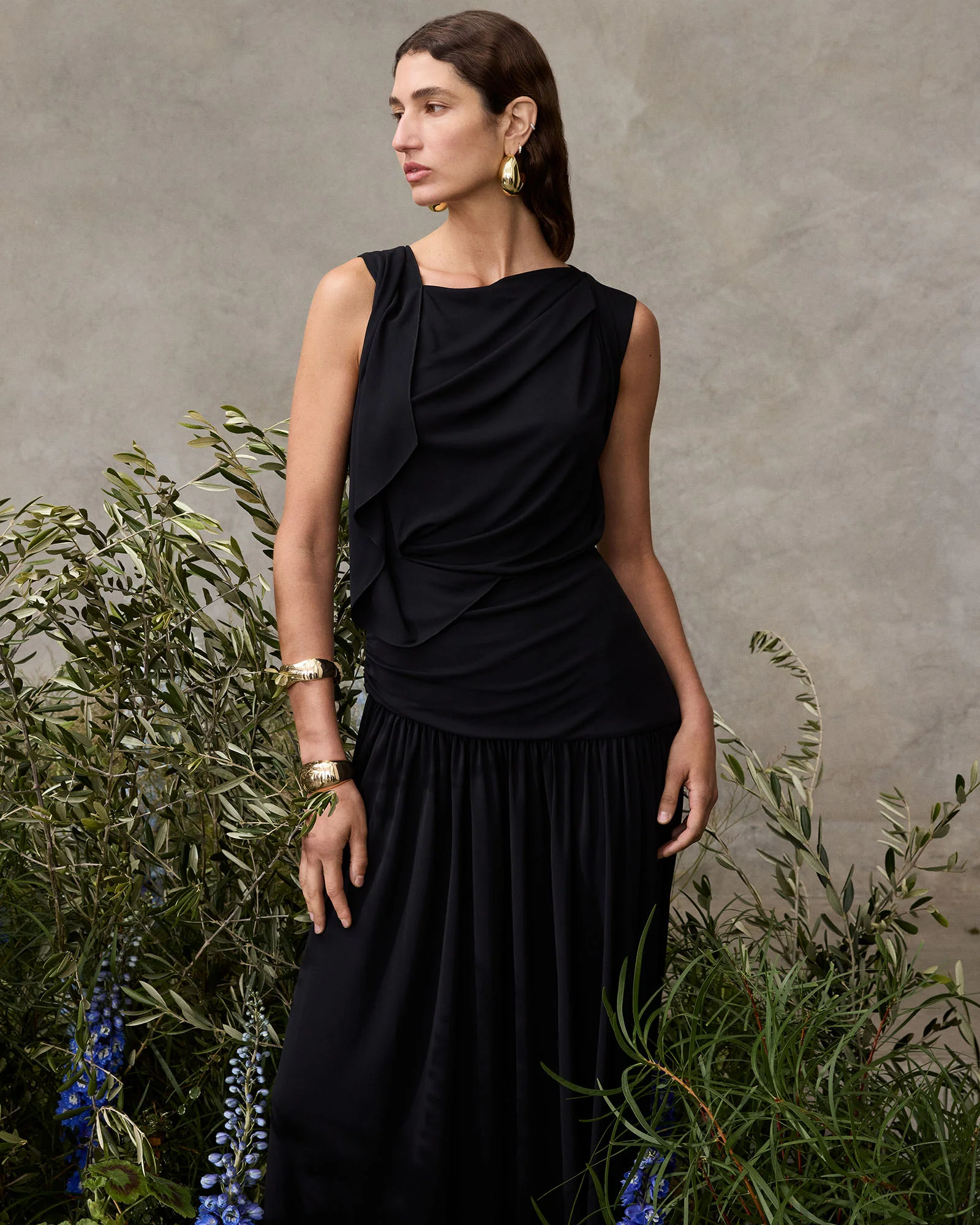 SLINKY JERSEY DRAPED BOAT NECK TOP - Image 7