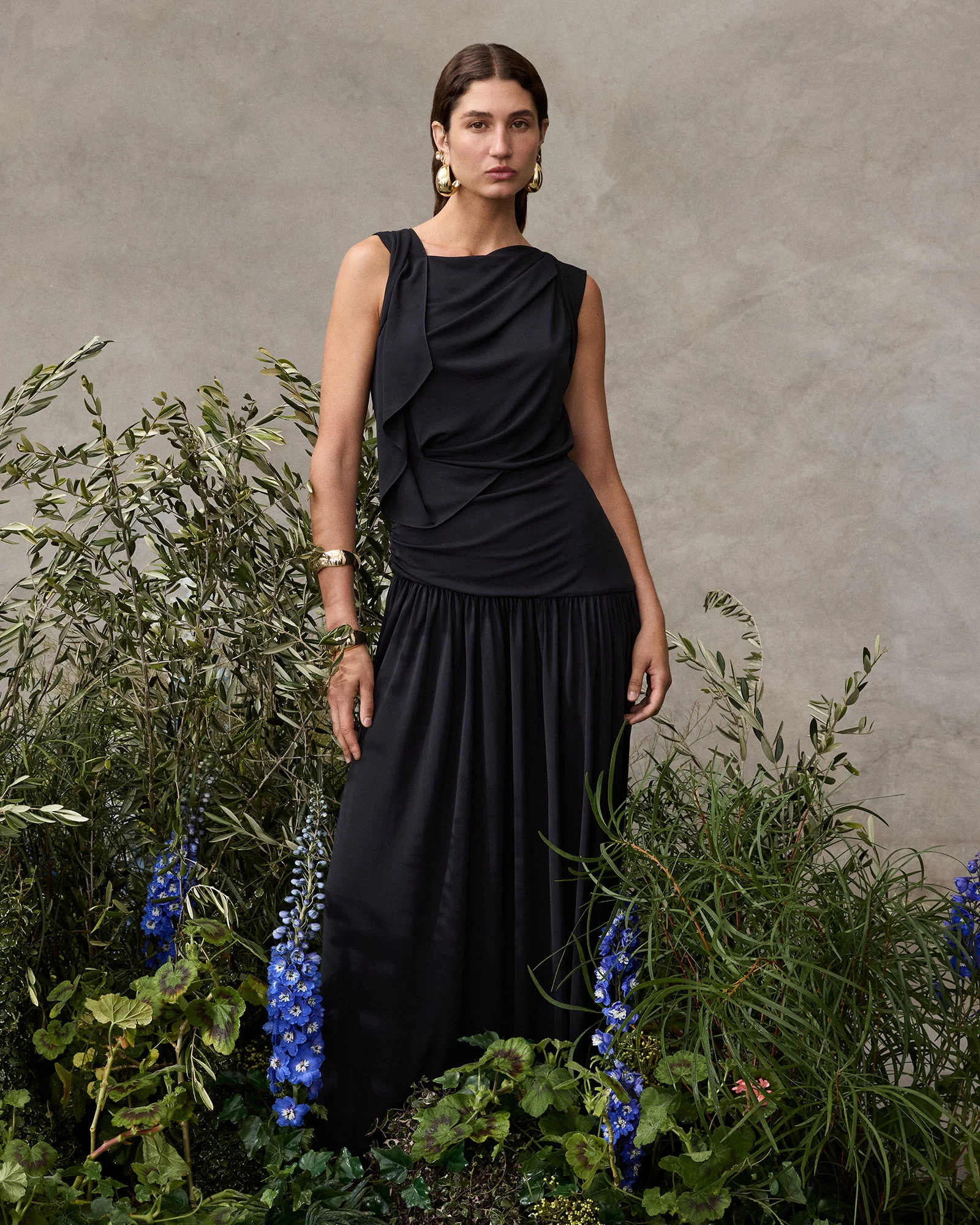 SLINKY JERSEY GATHERED MAXI SKIRT - Image 7