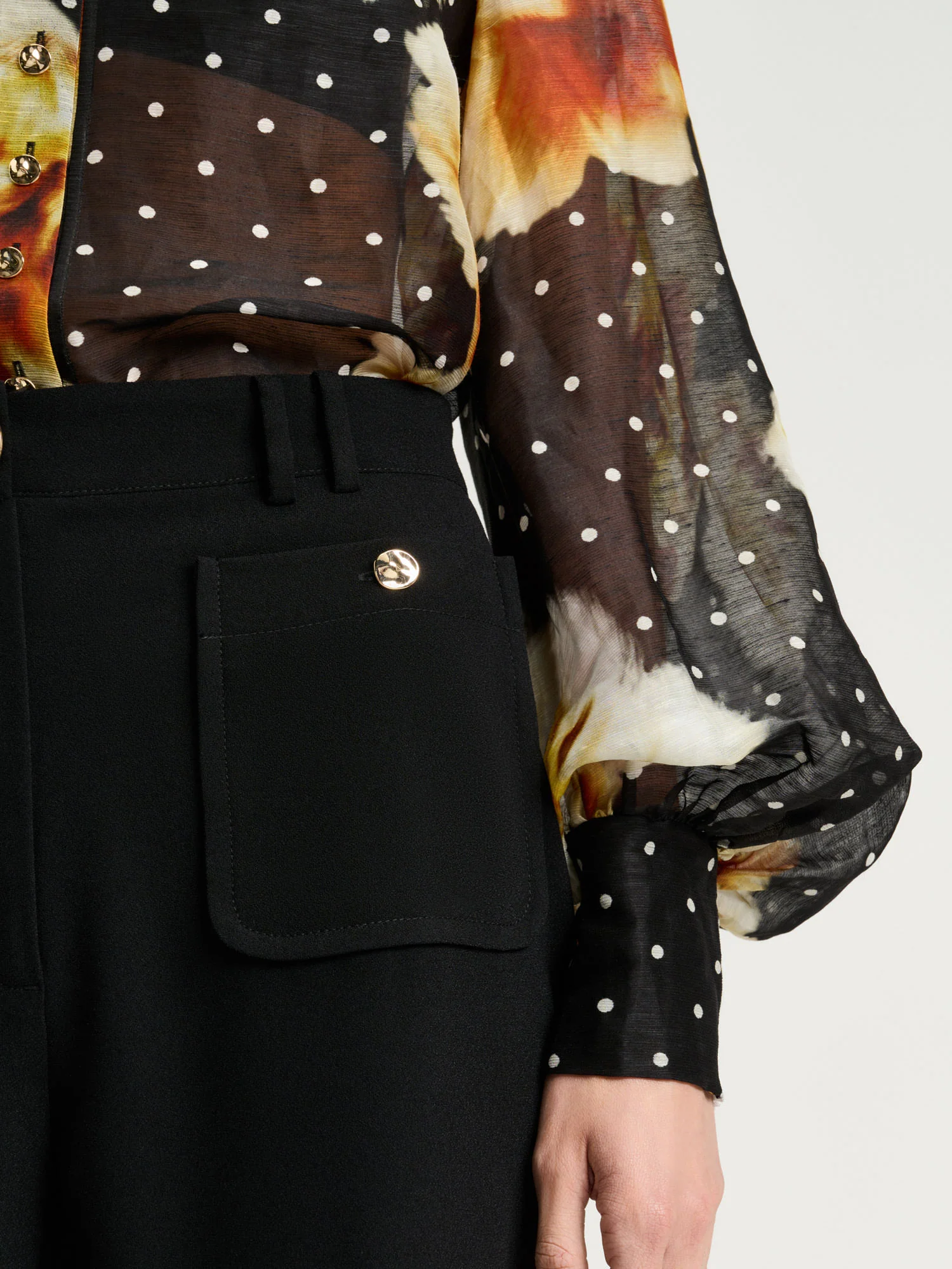 SPOT FLORAL LINEN SILK BLOUSE - Image 3