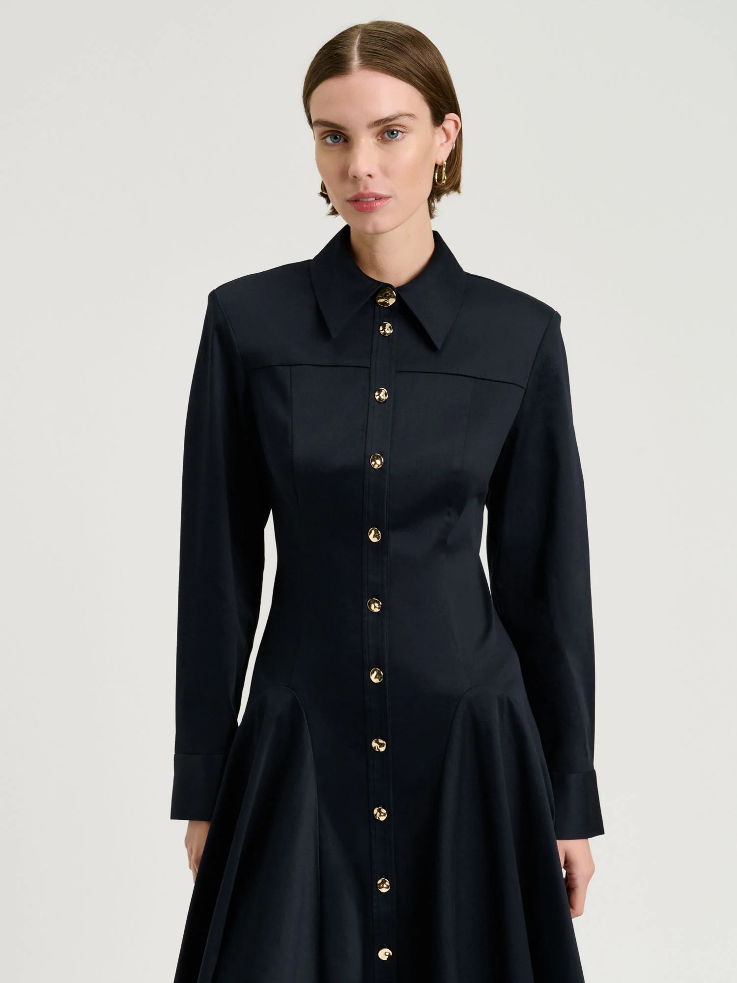 STRETCH COTTON SATEEN SHIRTDRESS - Image 2