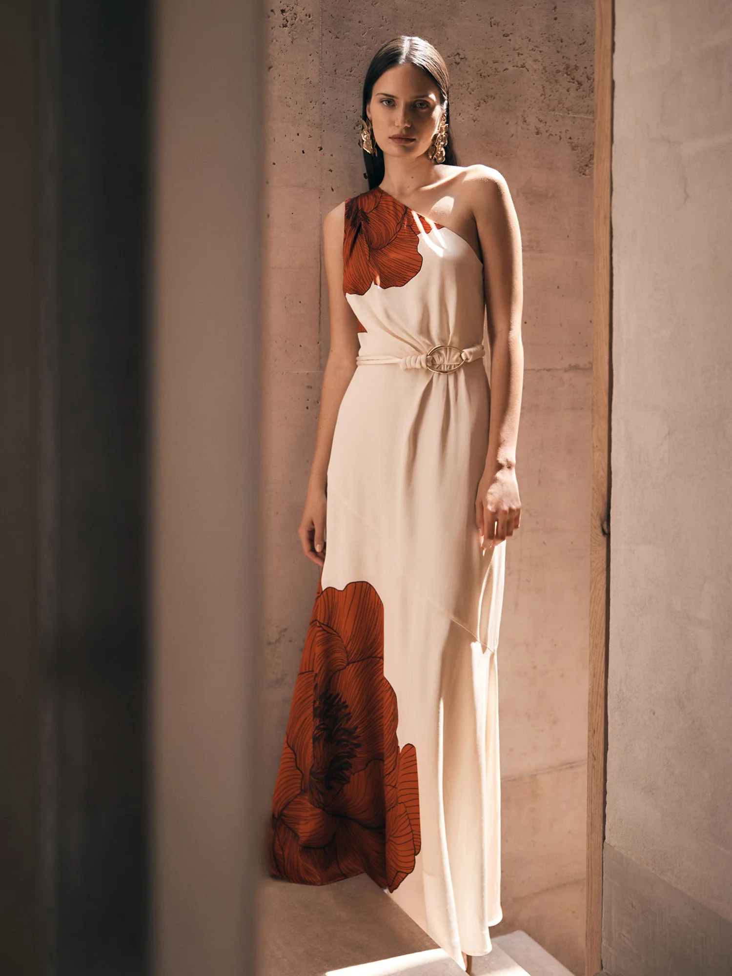 TERRACOTTA POPPY ASYMMETRIC MAXI DRESS - Image 6