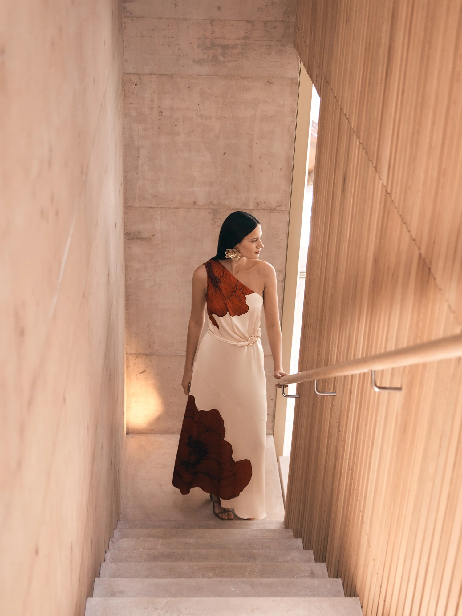 TERRACOTTA POPPY ASYMMETRIC MAXI DRESS - Image 7