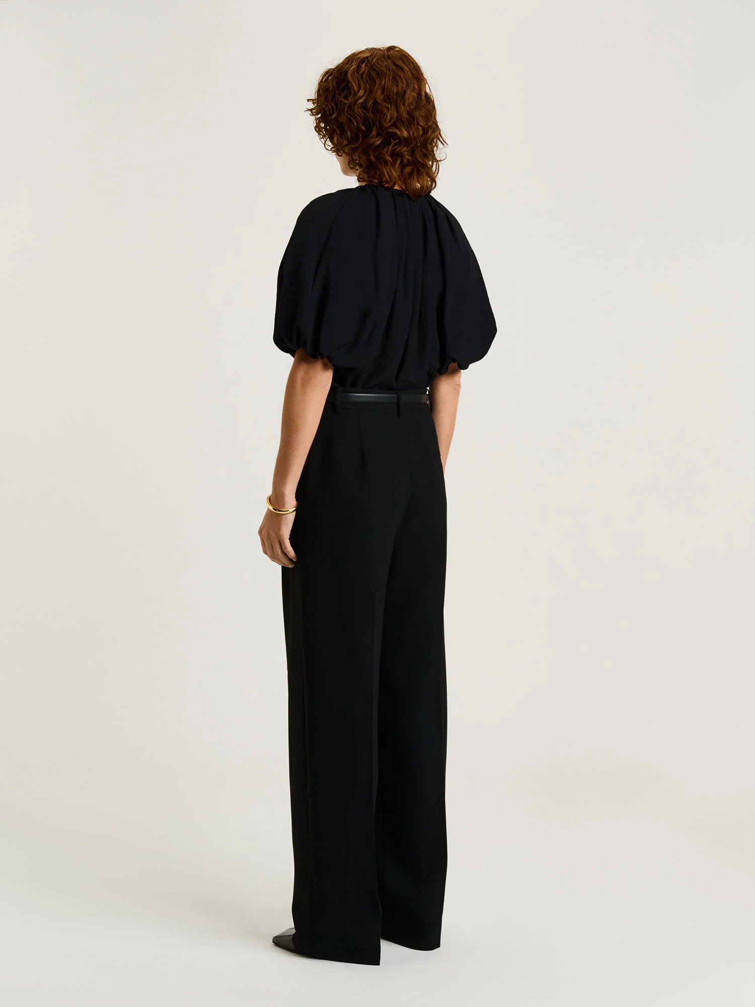 TEXTURED VISCOSE TUCK NECK TOP - Image 8