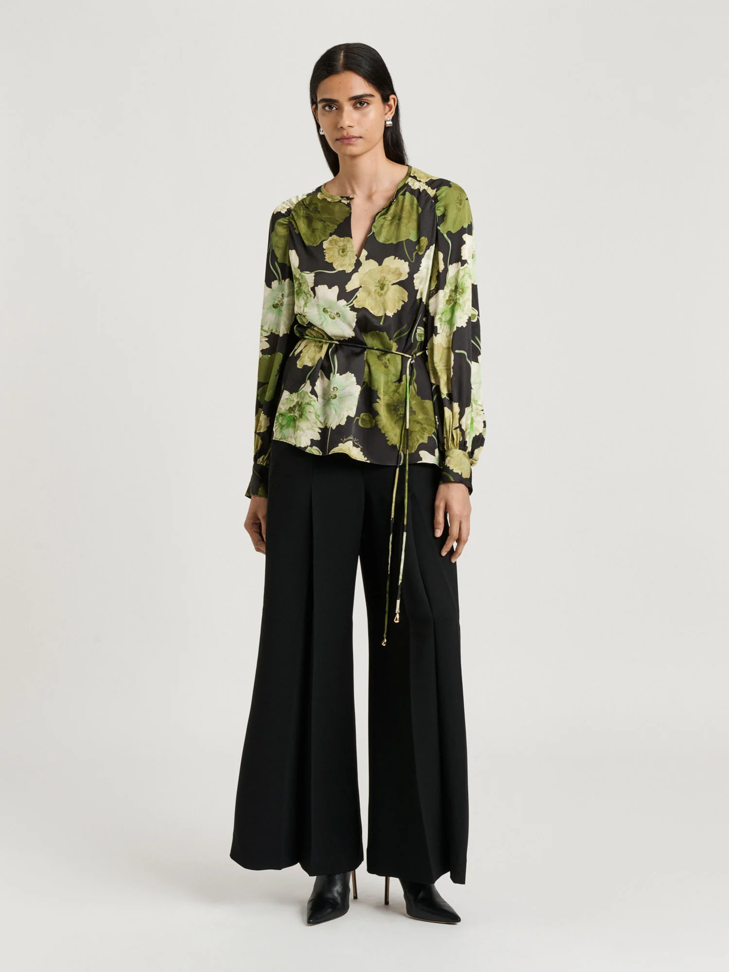 TRANSLUCENT POPPY SATIN LONG SLEEVE TOP - Image 2
