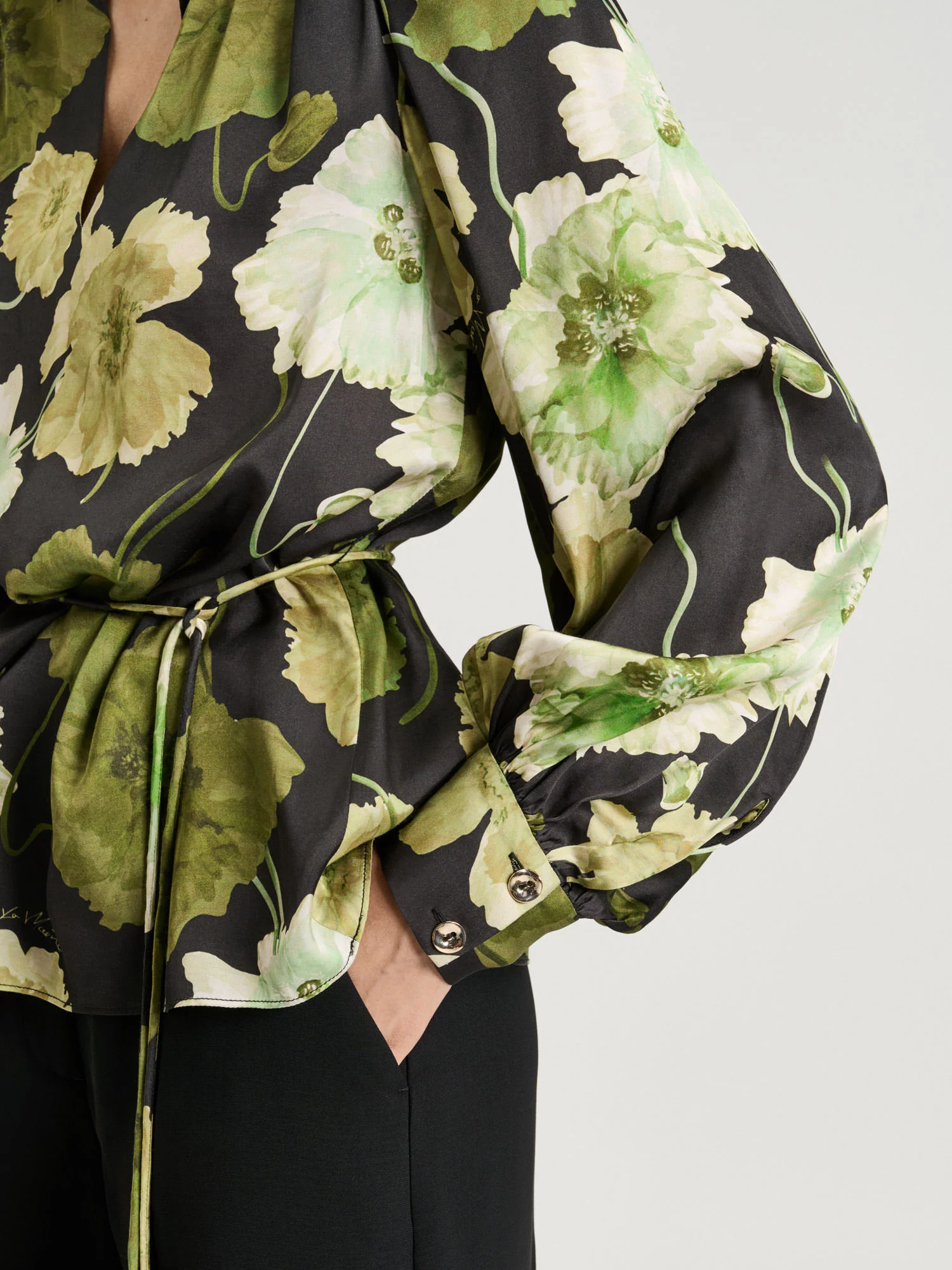 TRANSLUCENT POPPY SATIN LONG SLEEVE TOP - Image 3