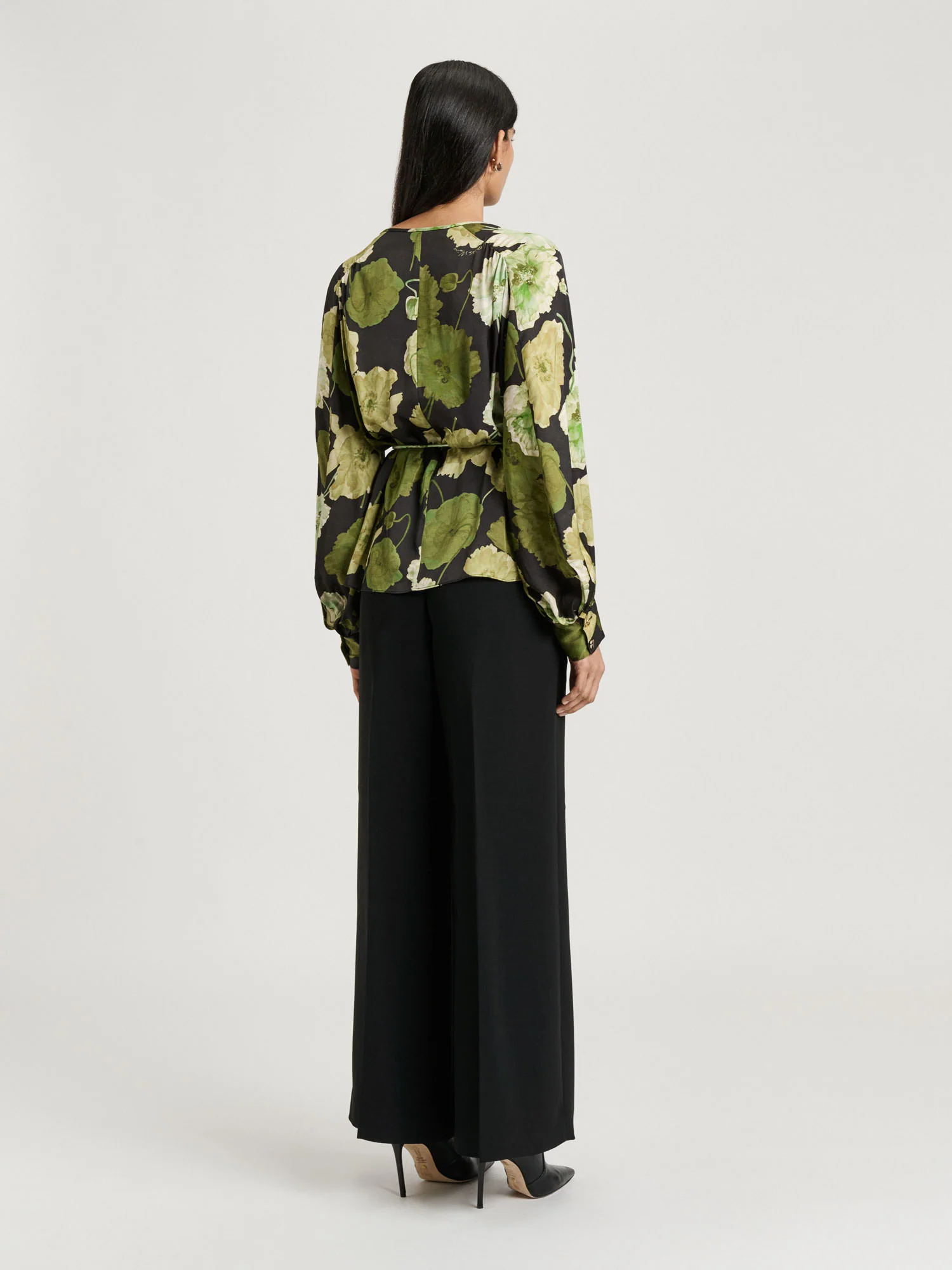 TRANSLUCENT POPPY SATIN LONG SLEEVE TOP - Image 4