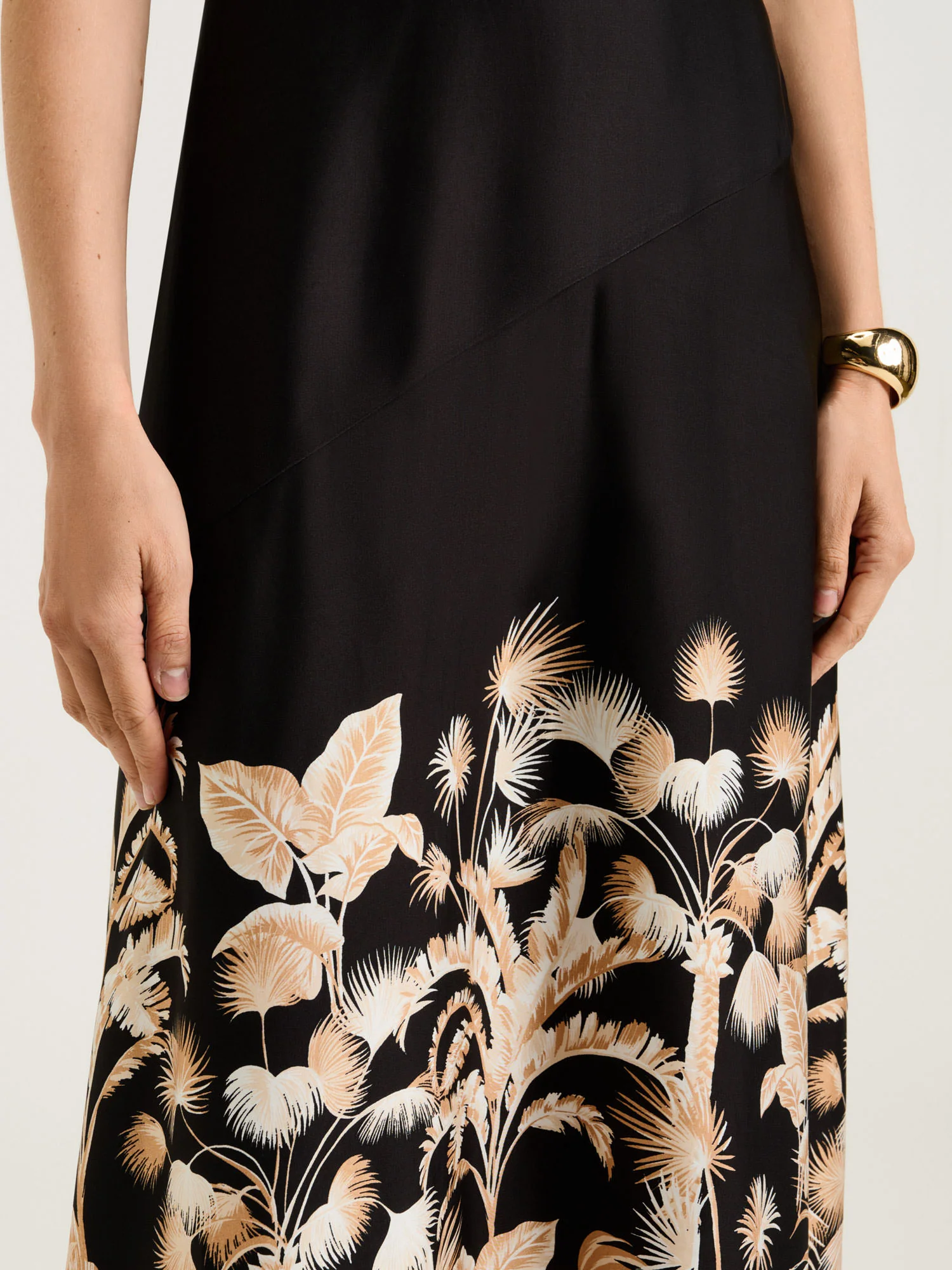TROPICAL BORDER SATIN MIDI DRESS - Image 3