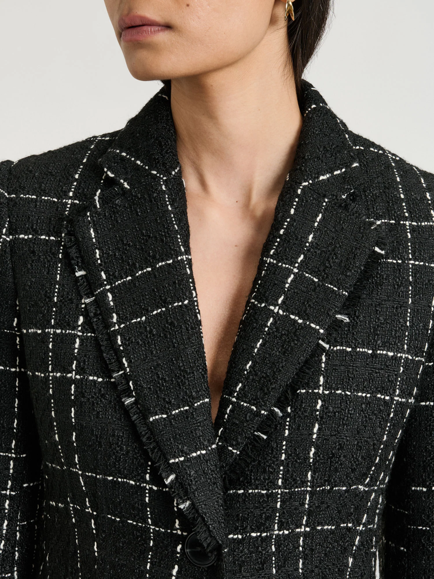 TWEED WIDE CHECK TWO BUTTON COAT - Image 3
