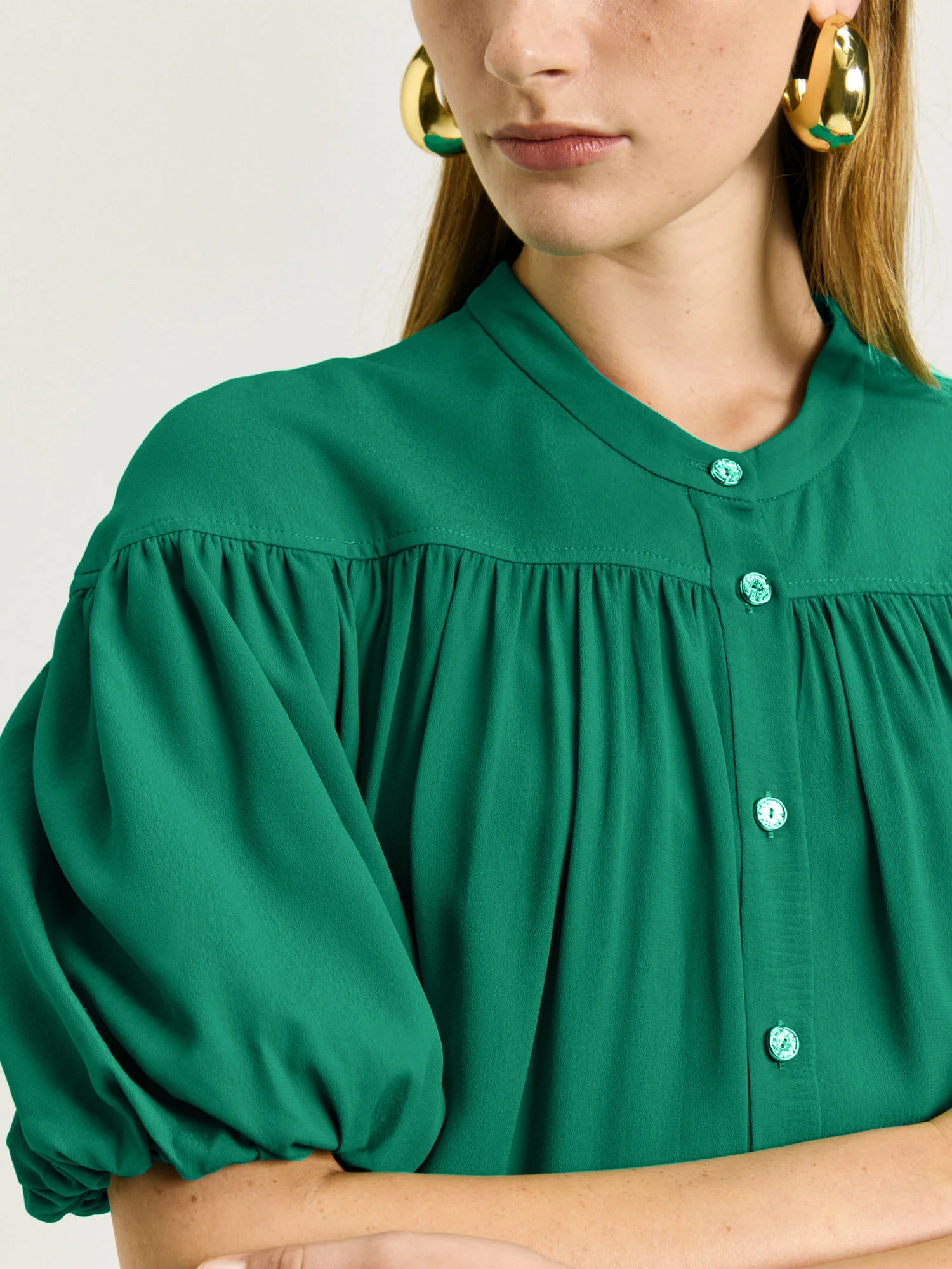 VISCOSE GEORGETTE GATHERED BLOUSE - Image 3