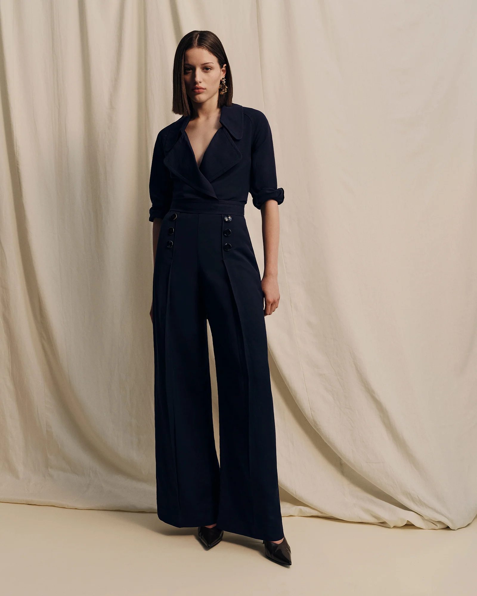 VISCOSE LINEN TWILL CROPPED TRENCH - Image 5