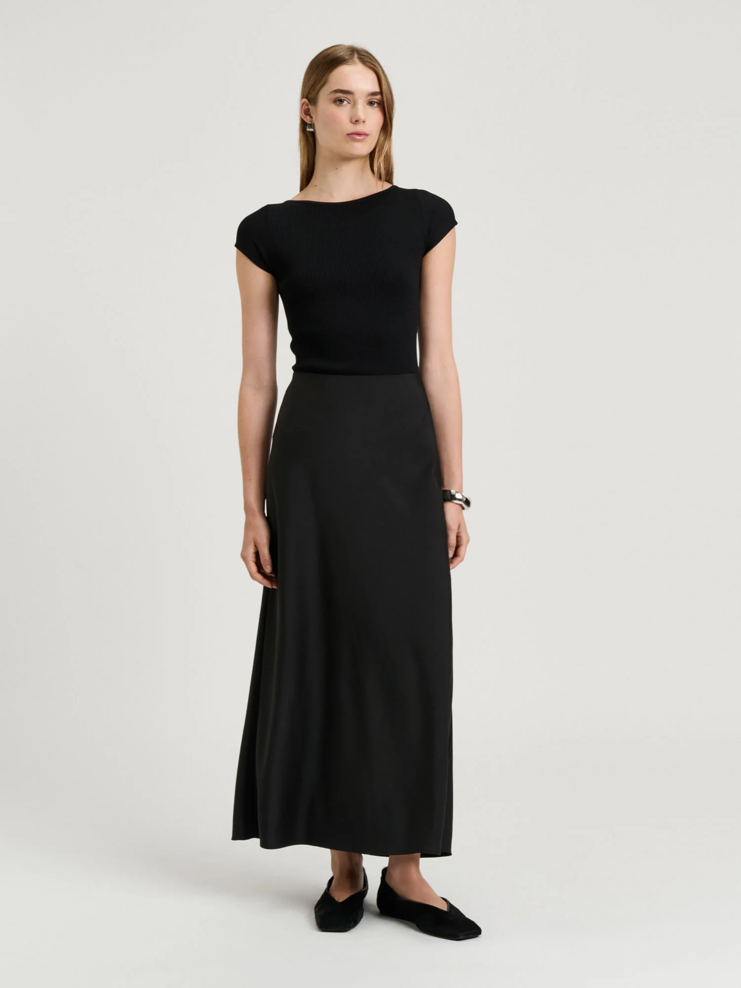 WASHED SATIN BIAS SKIRT