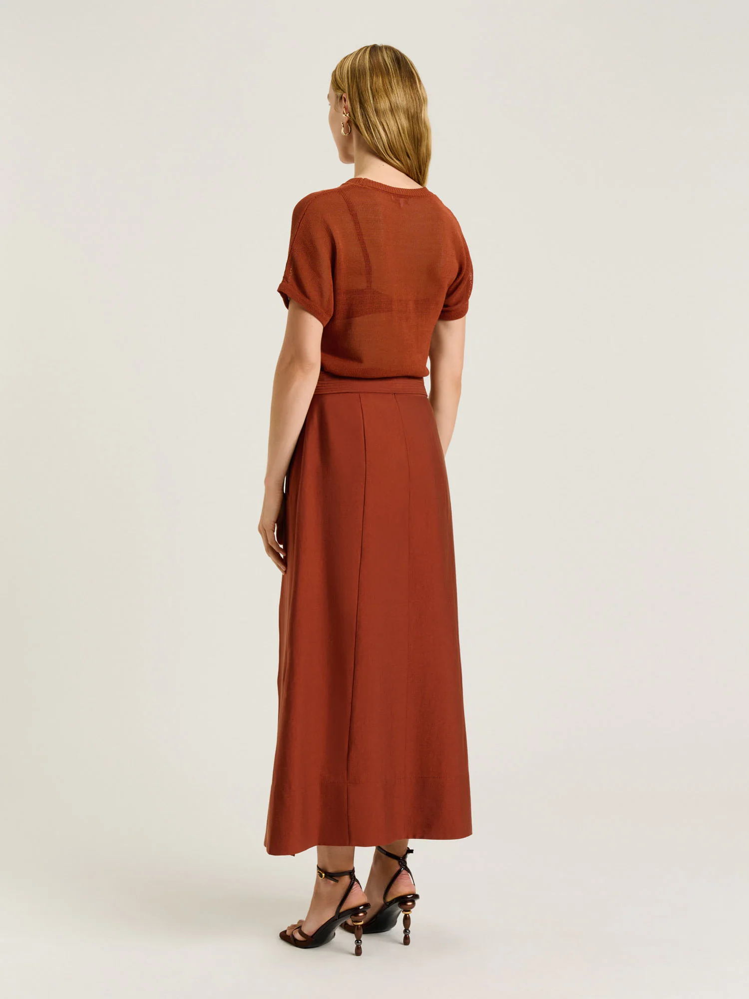 WASHER LYOCELL BELTED MIDI SKIRT - Image 4